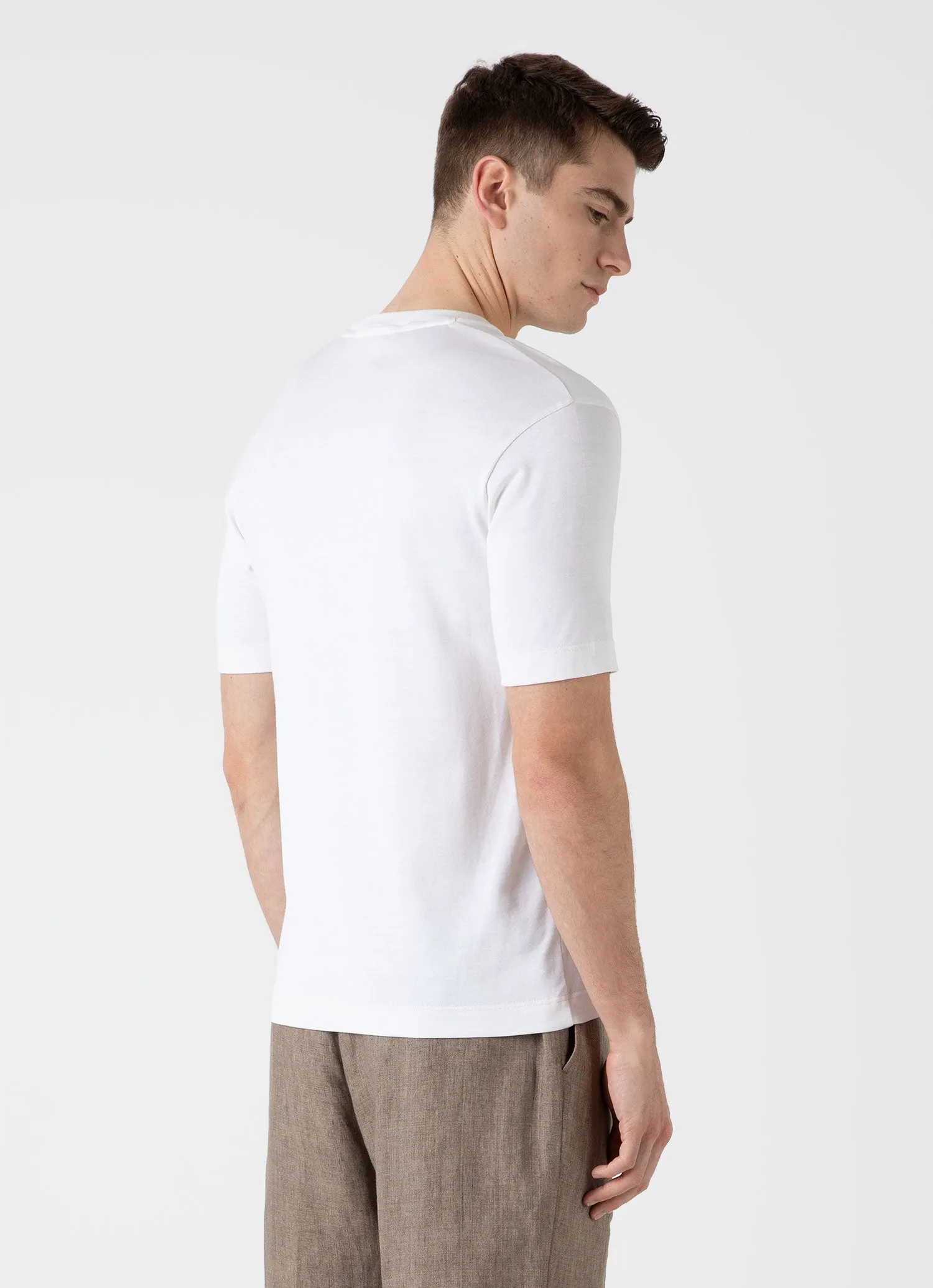 Men's Silk Cotton T-shirt in White sold by Sunspel product image thumbnail 5