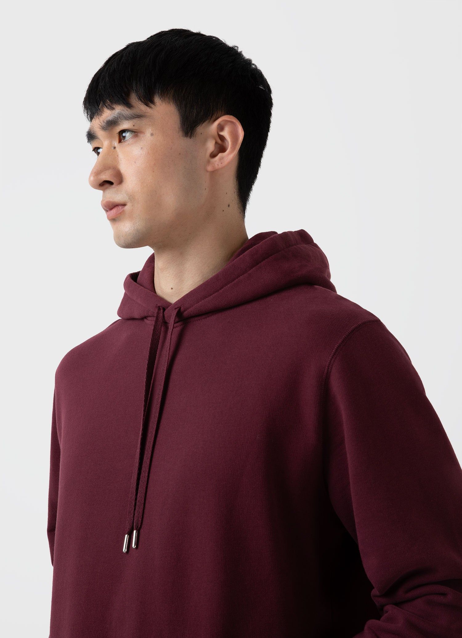 Men's Loopback Hoody in Vino sold by Sunspel product image thumbnail 5