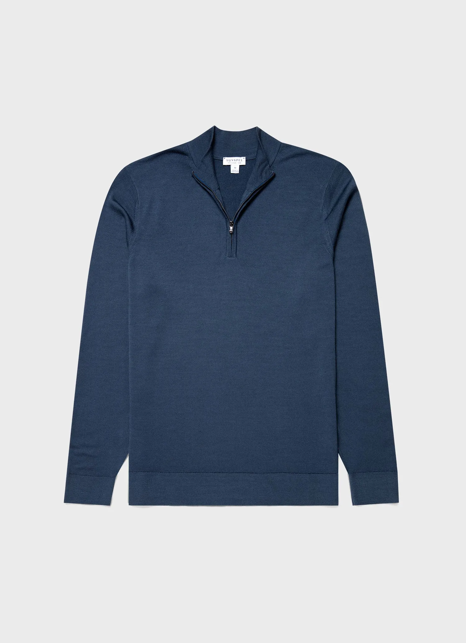 Men's Extra-Fine Merino Zip Neck in Slate Blue sold by Sunspel