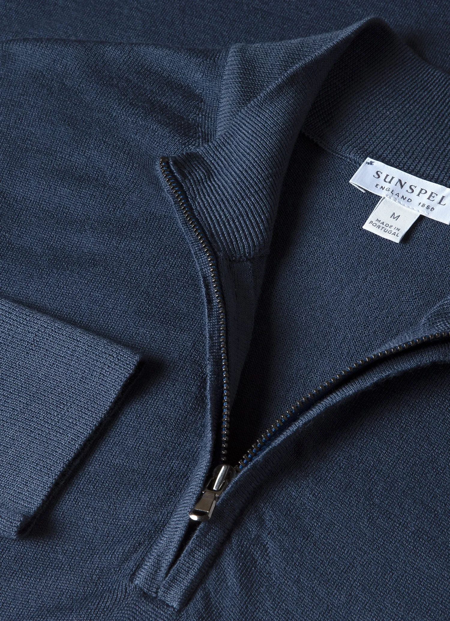 Men's Extra-Fine Merino Zip Neck in Slate Blue sold by Sunspel product image thumbnail 4