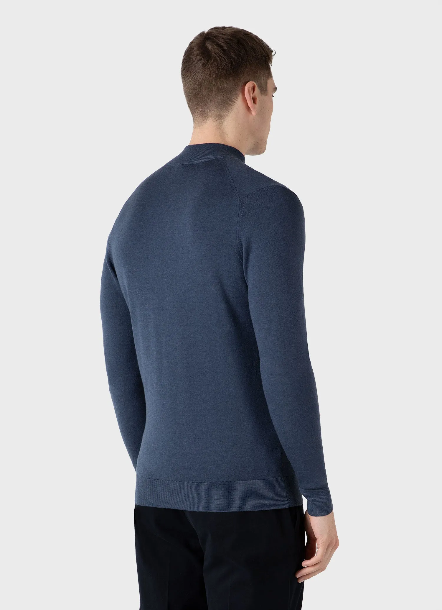 Men's Extra-Fine Merino Zip Neck in Slate Blue sold by Sunspel product image thumbnail 5