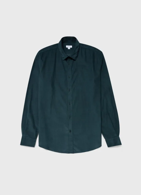 Men's Fine Cord Shirt in Peacock sold by Sunspel