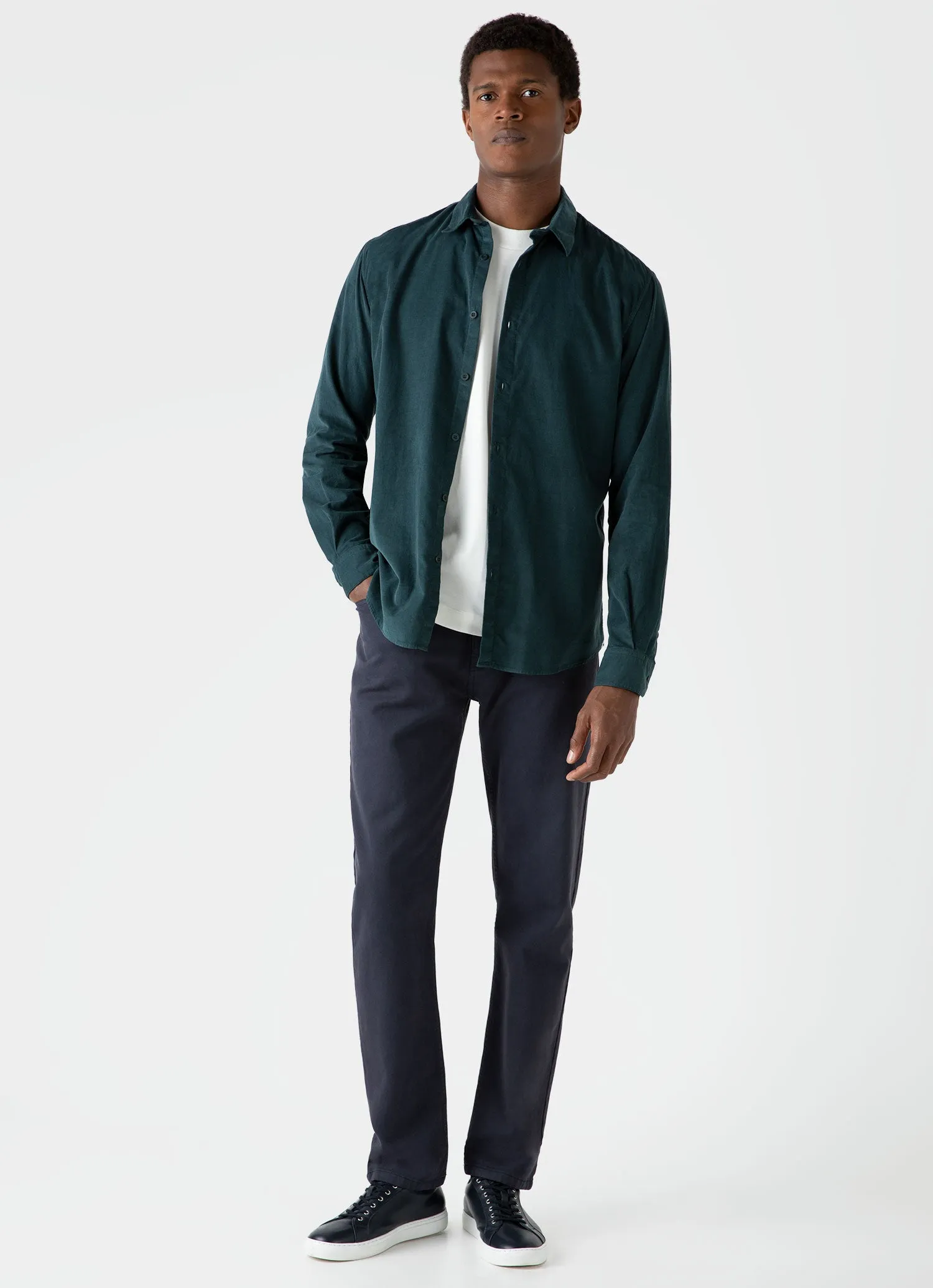 Men's Fine Cord Shirt in Peacock sold by Sunspel product image thumbnail 3