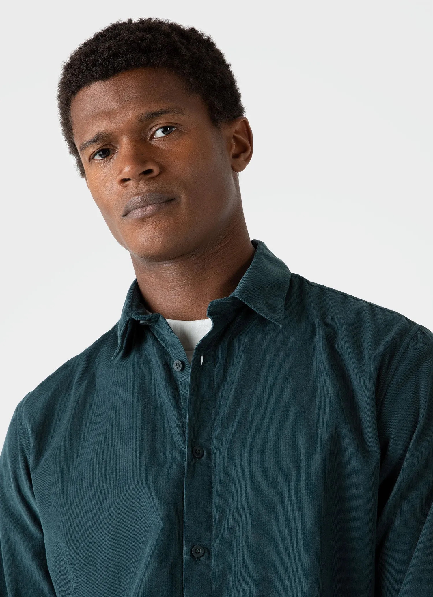 Men's Fine Cord Shirt in Peacock sold by Sunspel product image thumbnail 5