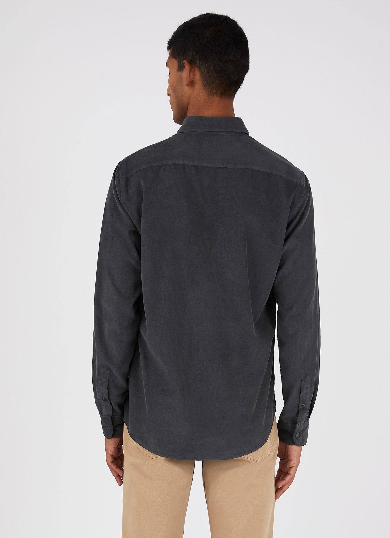 Men's Fine Cord Shirt in Anthracite sold by Sunspel product image thumbnail 4