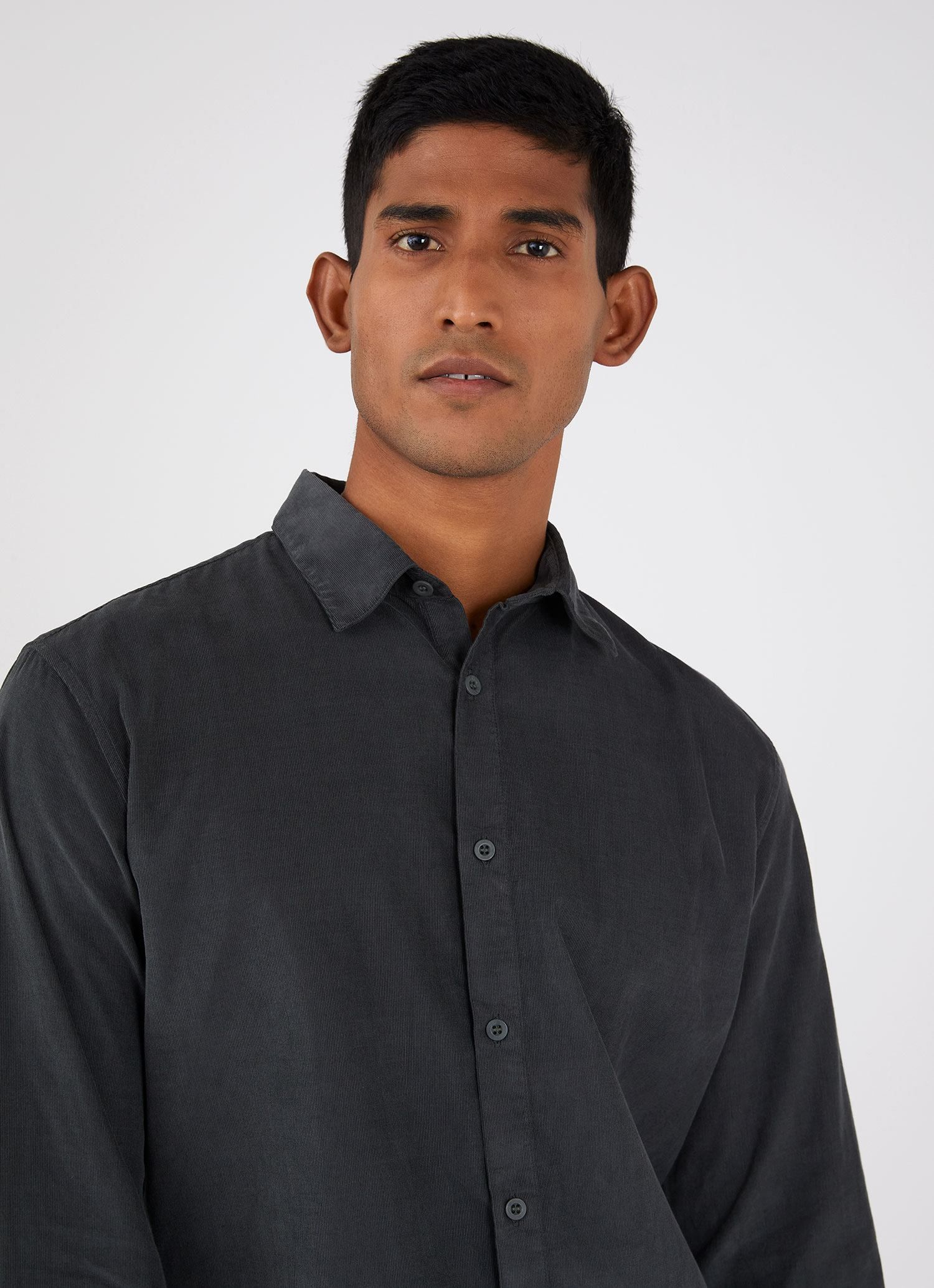 Men's Fine Cord Shirt in Anthracite sold by Sunspel product image thumbnail 5