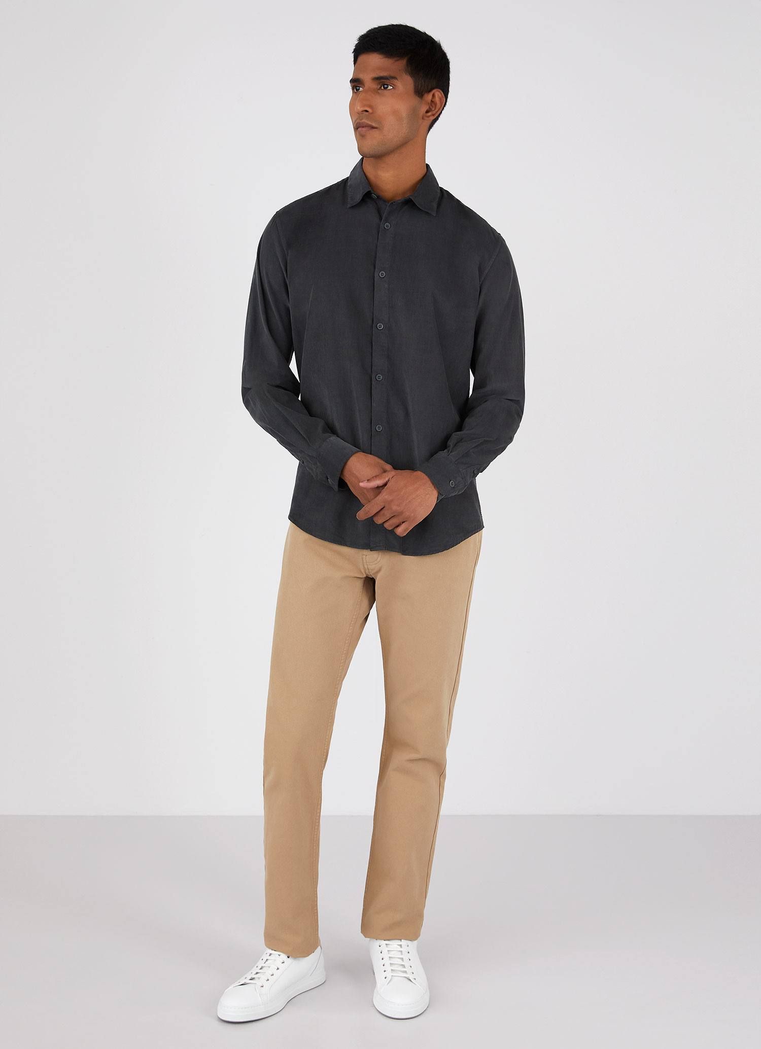 Men's Fine Cord Shirt in Anthracite sold by Sunspel product image thumbnail 3