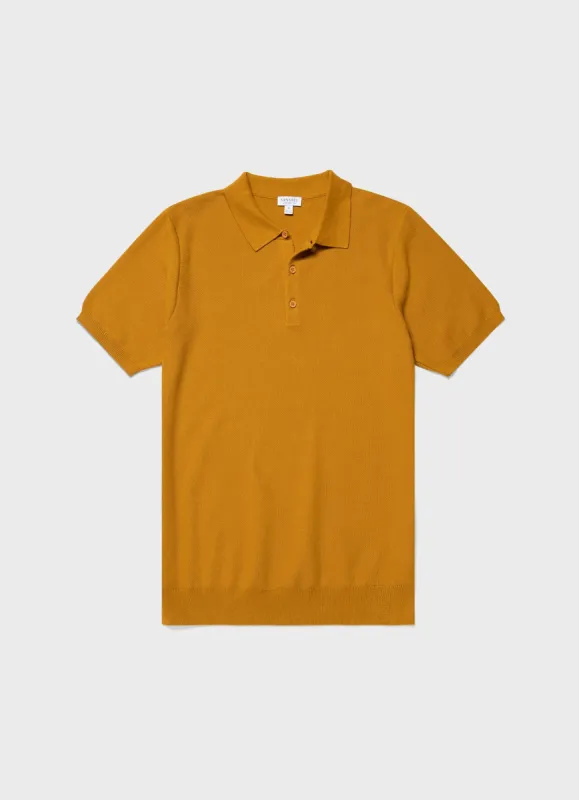 Men's Knit Polo Shirt in Cider sold by Sunspel