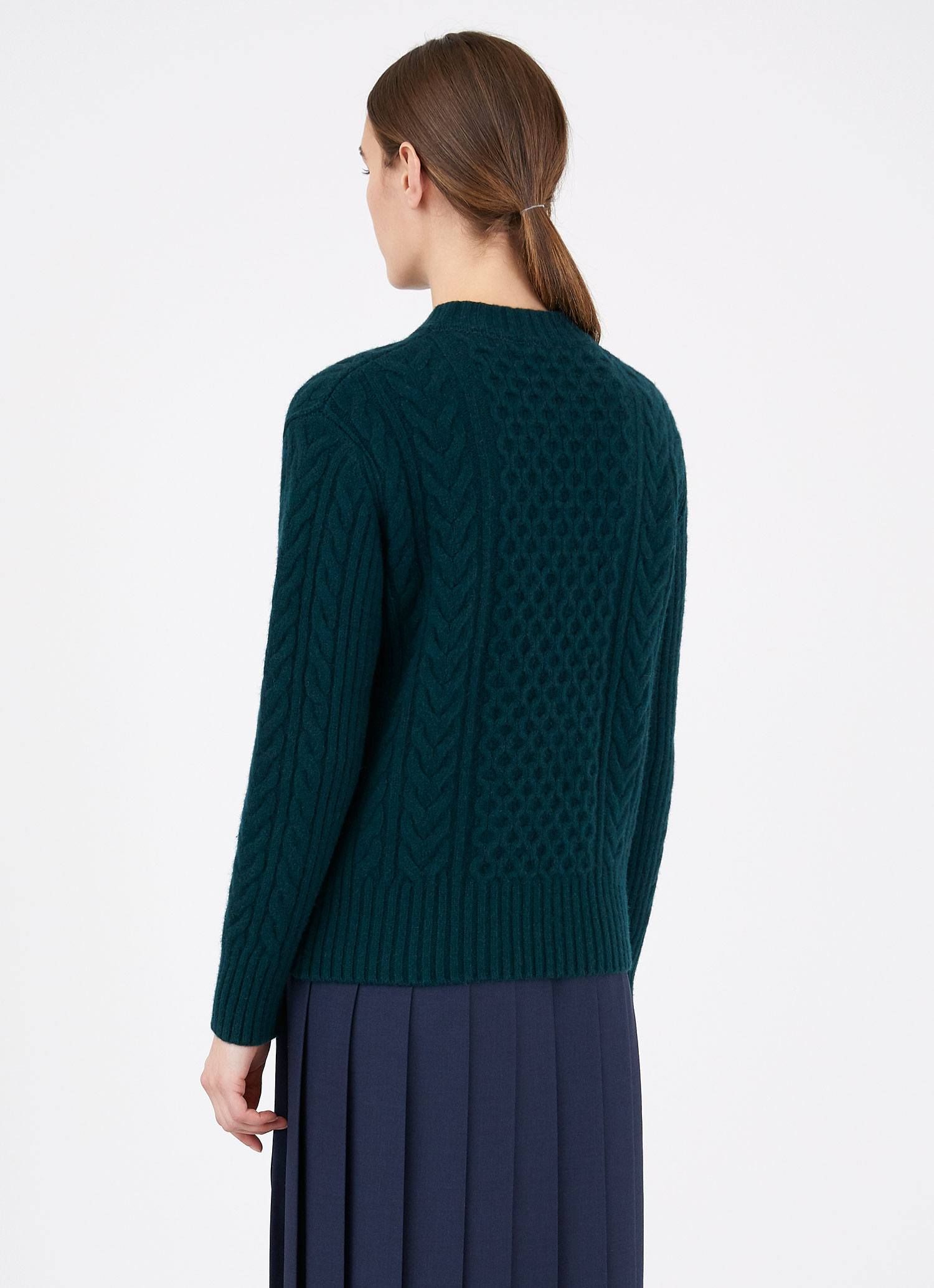 Women's Cable Knit Jumper in Forest sold by Sunspel product image thumbnail 2