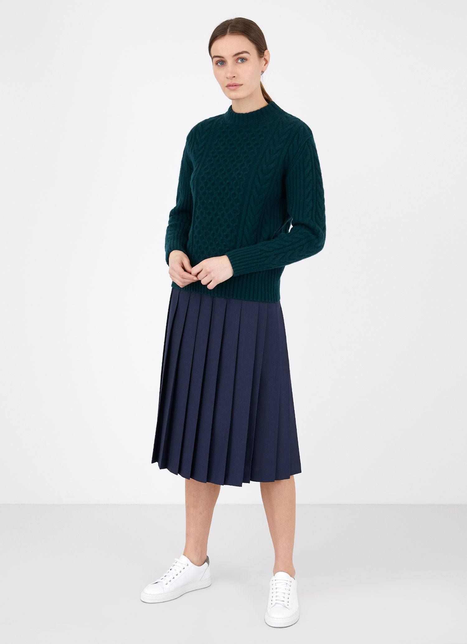 Women's Cable Knit Jumper in Forest sold by Sunspel product image thumbnail 3