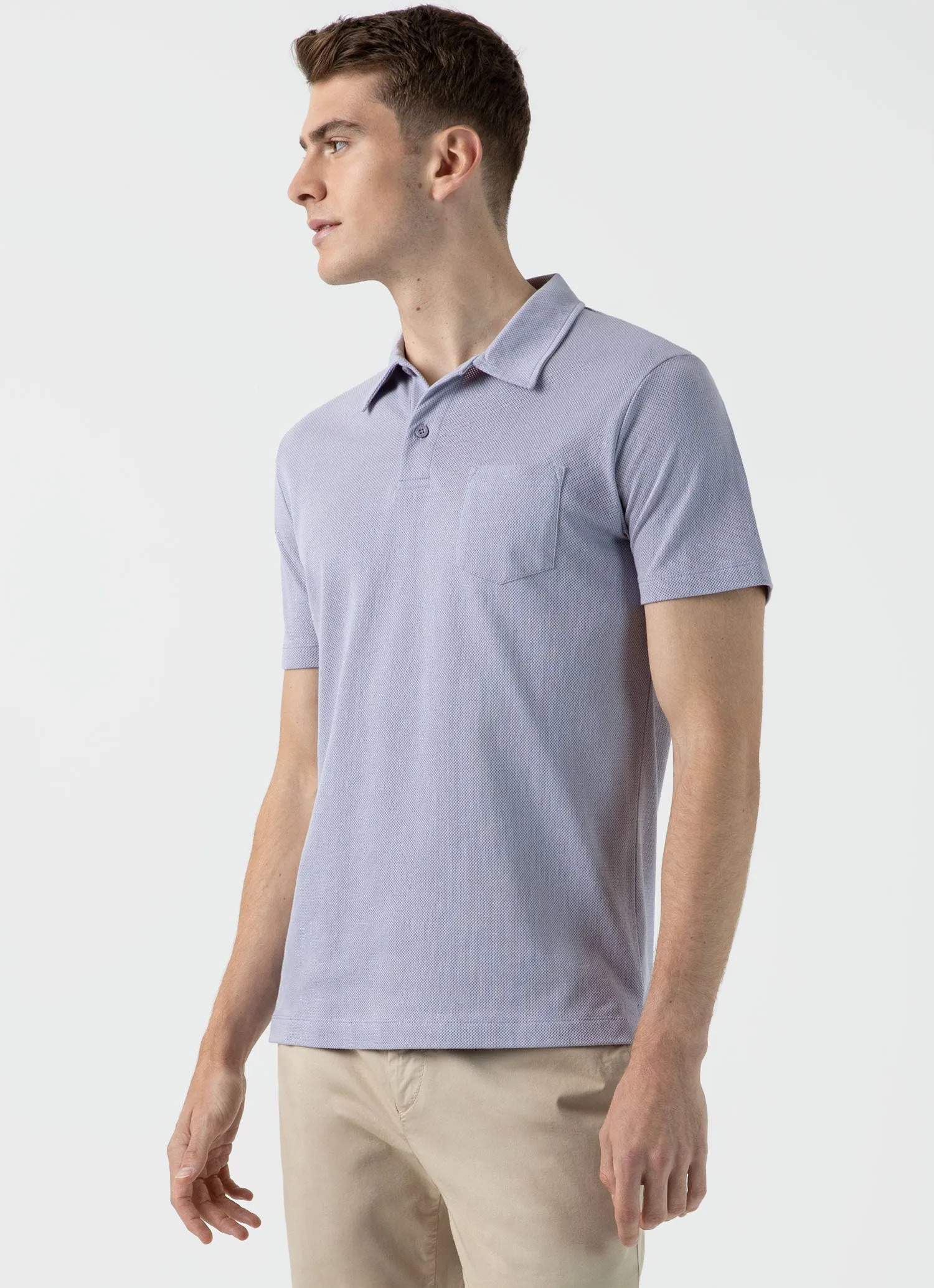 Men's Riviera Polo Shirt in Lavendar sold by Sunspel product image thumbnail 2
