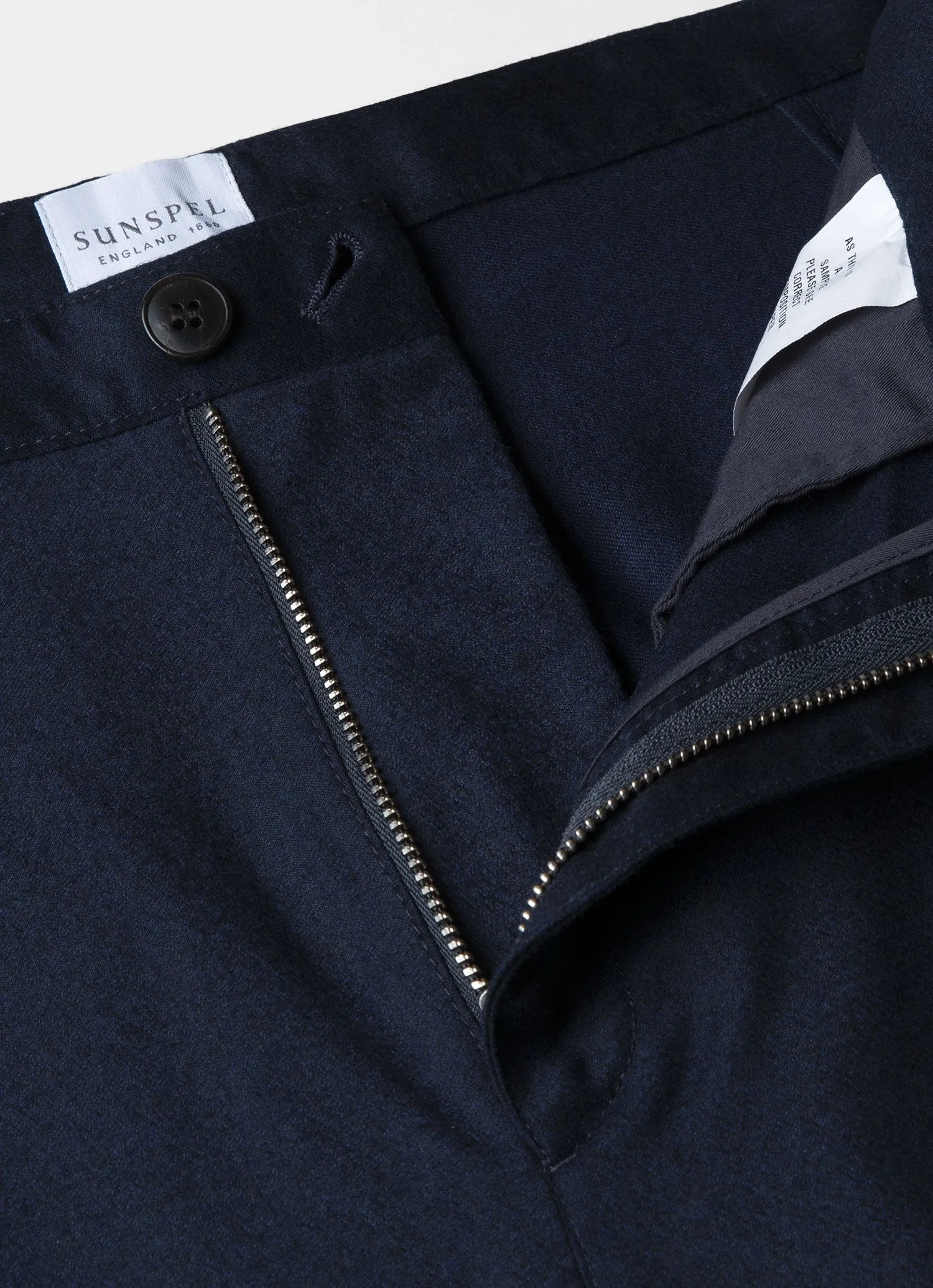 Men's Pleated Wool Flannel Trouser in Navy Melange sold by Sunspel product image thumbnail 4