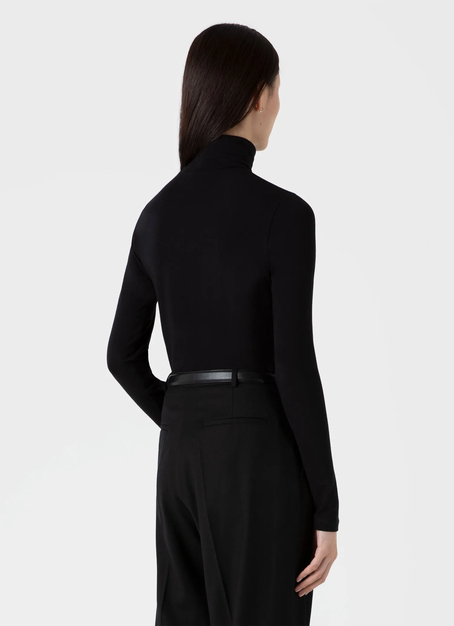 Women's Long Sleeve Roll Neck Top in Black sold by Sunspel product image thumbnail 3