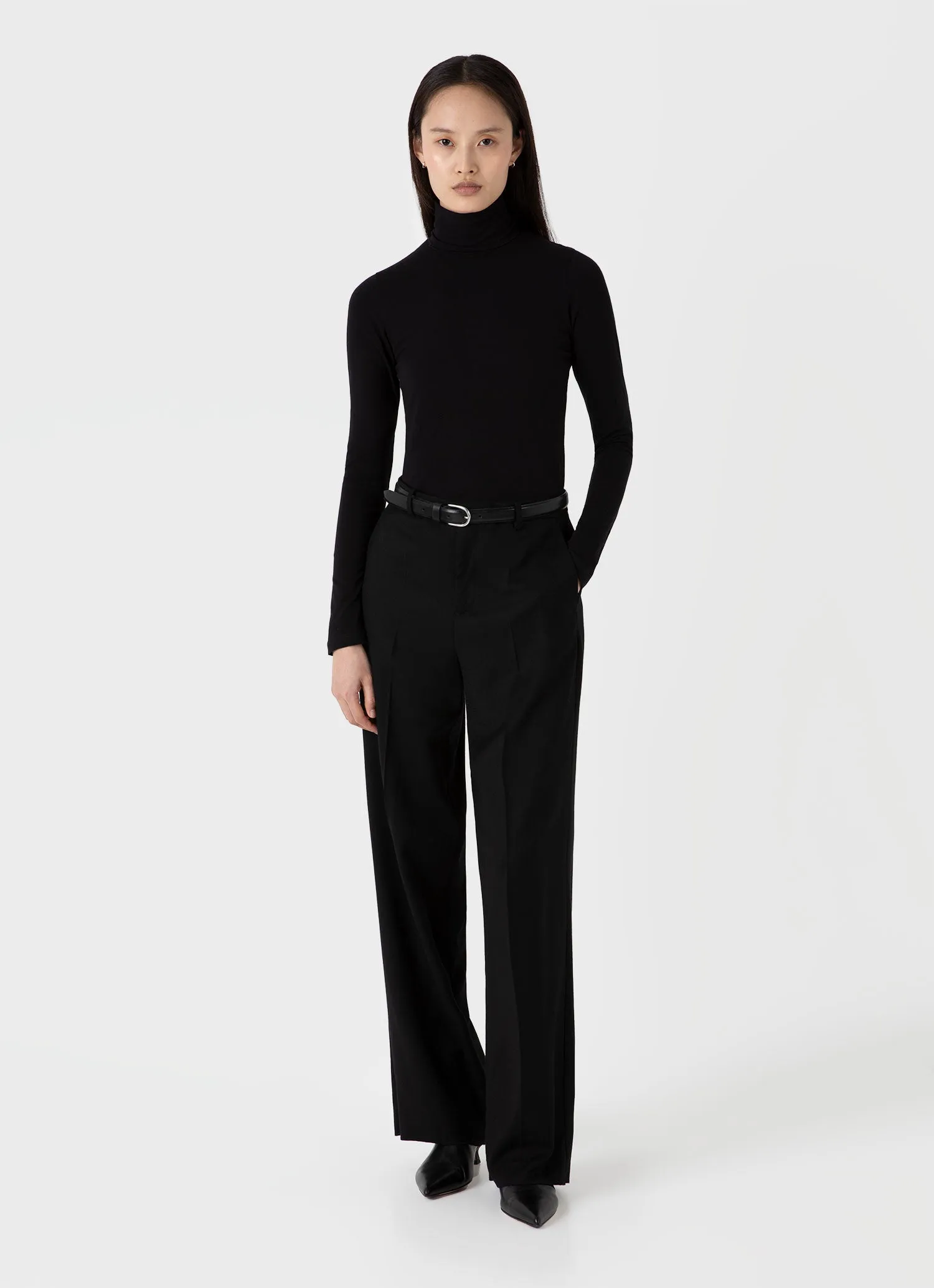 Women's Long Sleeve Roll Neck Top in Black sold by Sunspel product image thumbnail 2