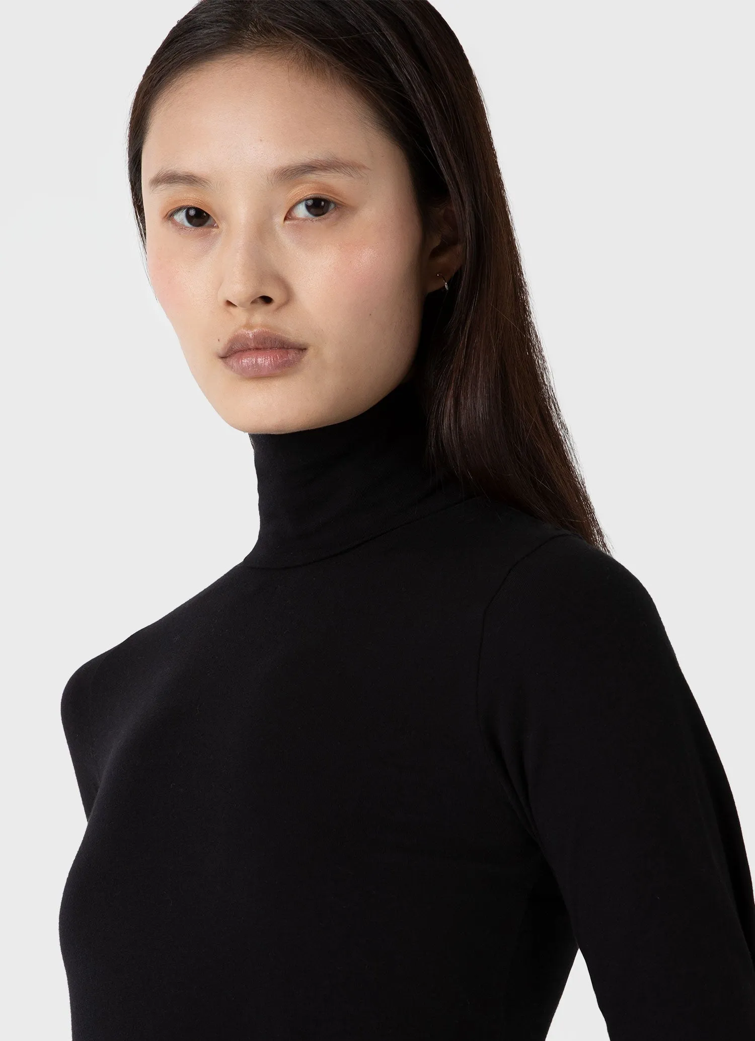 Women's Long Sleeve Roll Neck Top in Black sold by Sunspel product image thumbnail 4