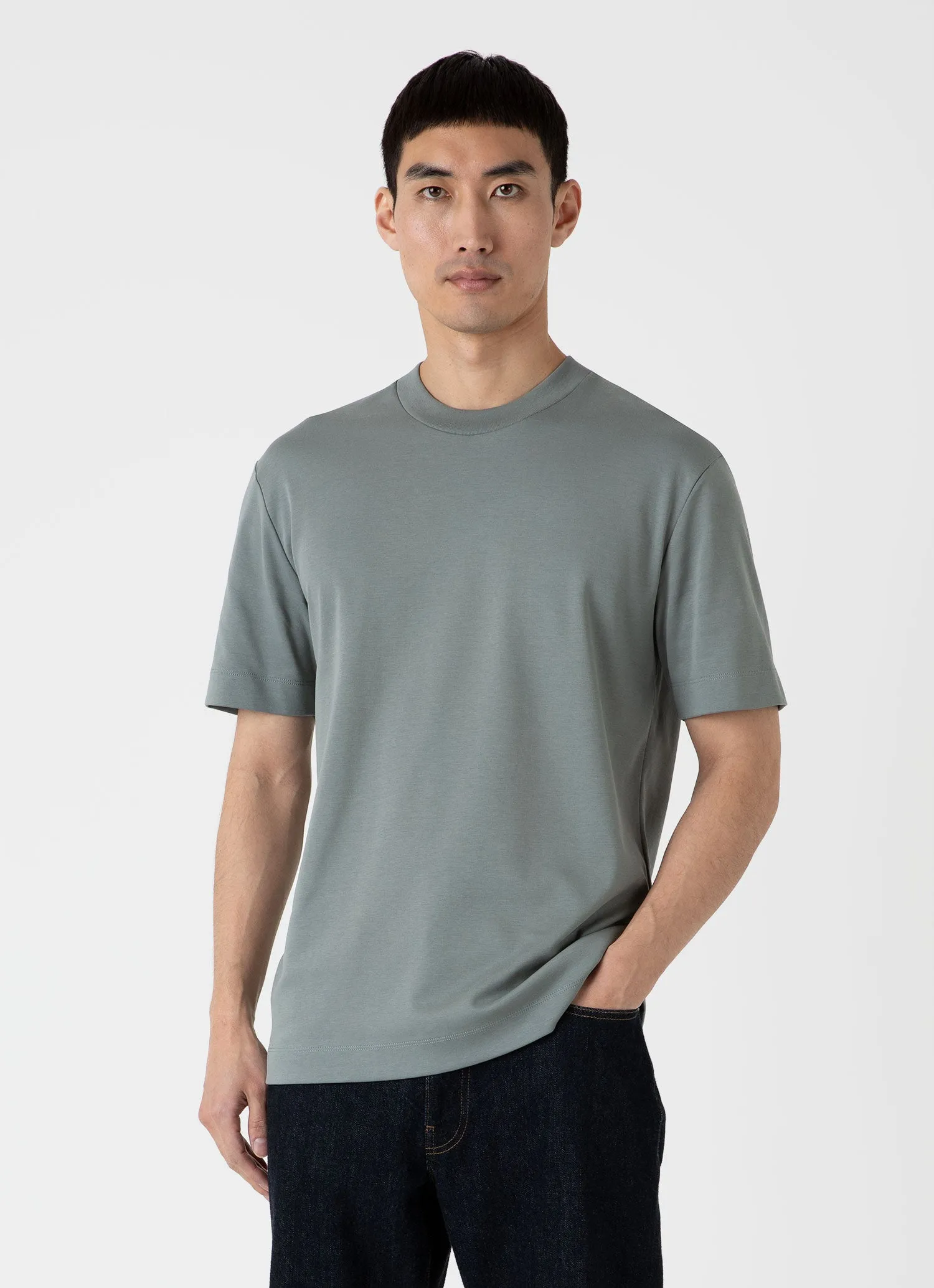Men's Relaxed Fit Heavyweight T-shirt in Smoke Green sold by Sunspel product image thumbnail 2