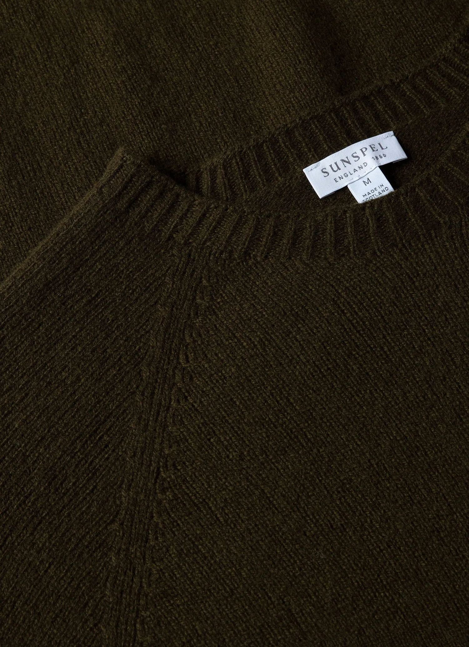 Men's Lambswool Crew Neck Jumper in Dark Olive sold by Sunspel product image thumbnail 4