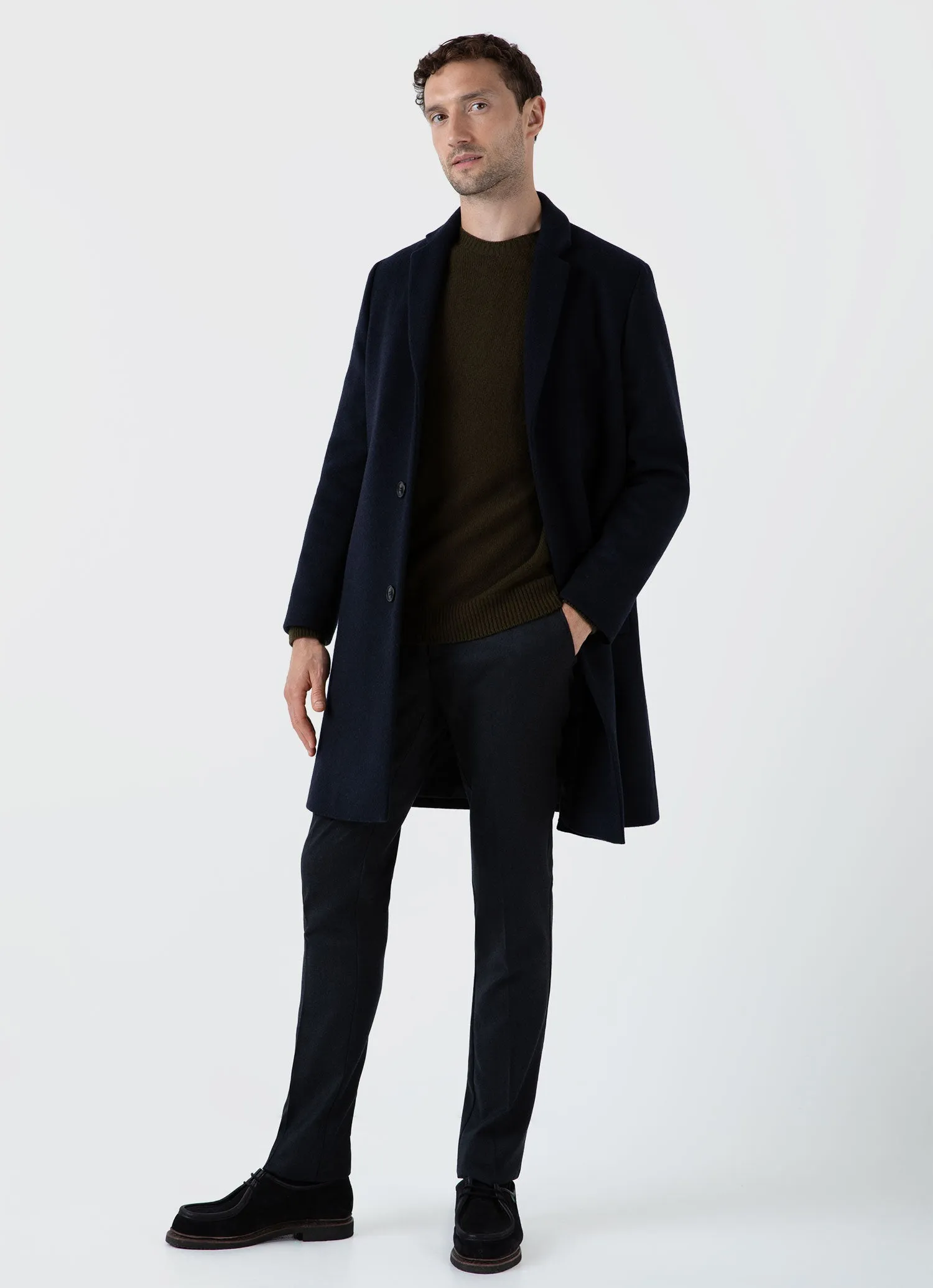 Men's Lambswool Crew Neck Jumper in Dark Olive sold by Sunspel product image thumbnail 3