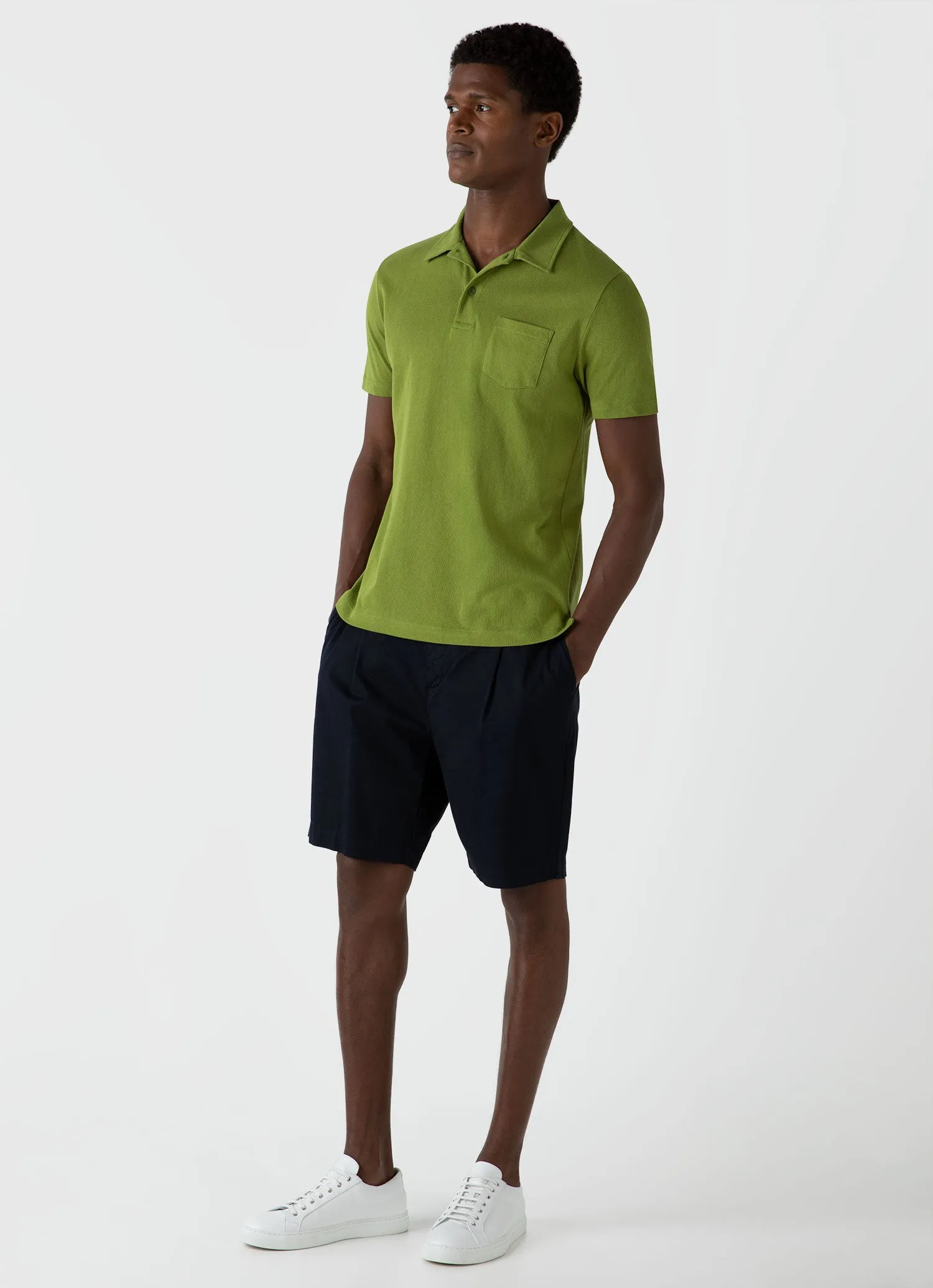 Men's Riviera Polo Shirt in Country Green sold by Sunspel product image thumbnail 3