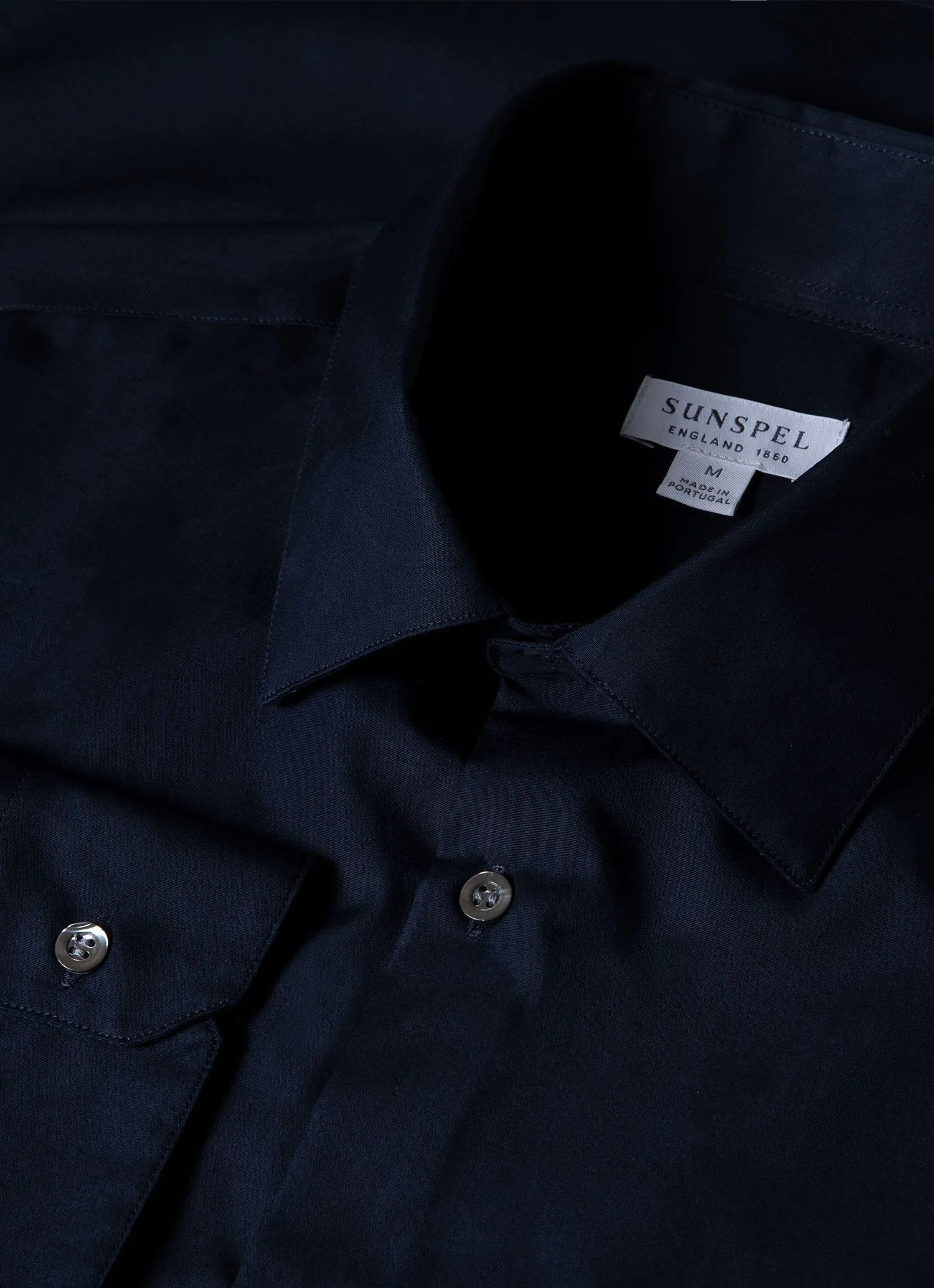 Men's Sea Island Cotton Shirt in Navy sold by Sunspel product image thumbnail 4