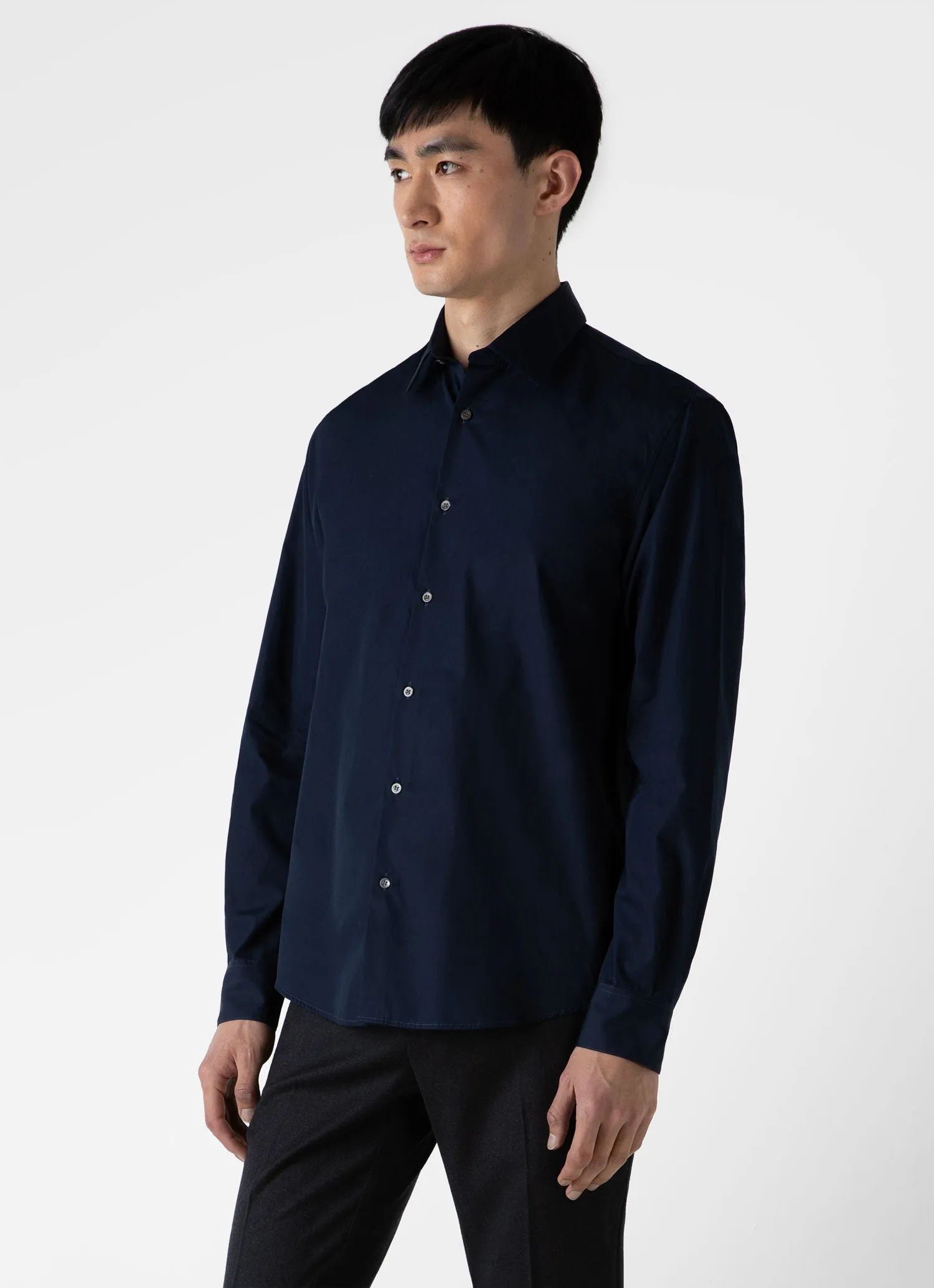 Men's Sea Island Cotton Shirt in Navy sold by Sunspel product image thumbnail 2