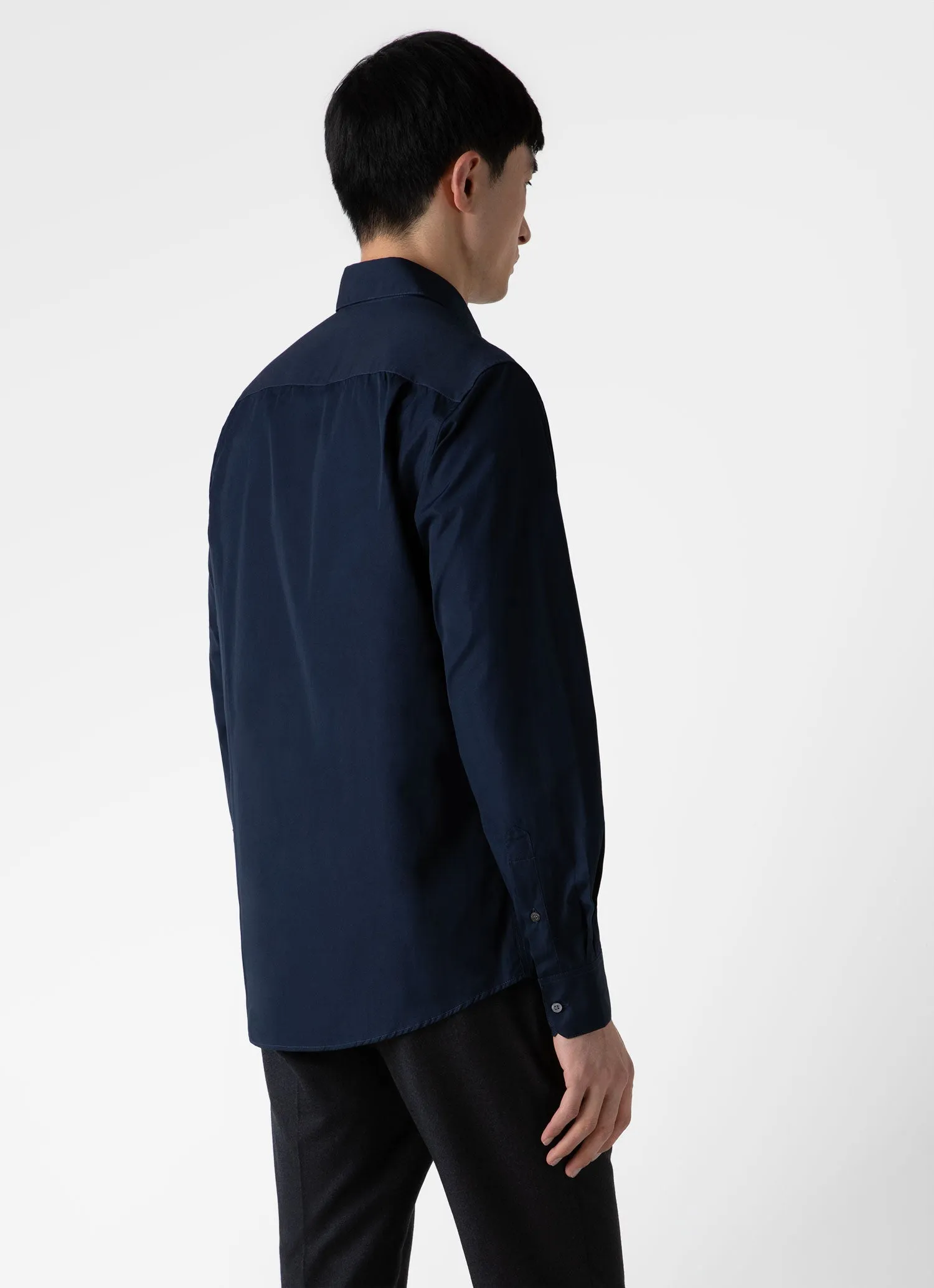 Men's Sea Island Cotton Shirt in Navy sold by Sunspel product image thumbnail 5