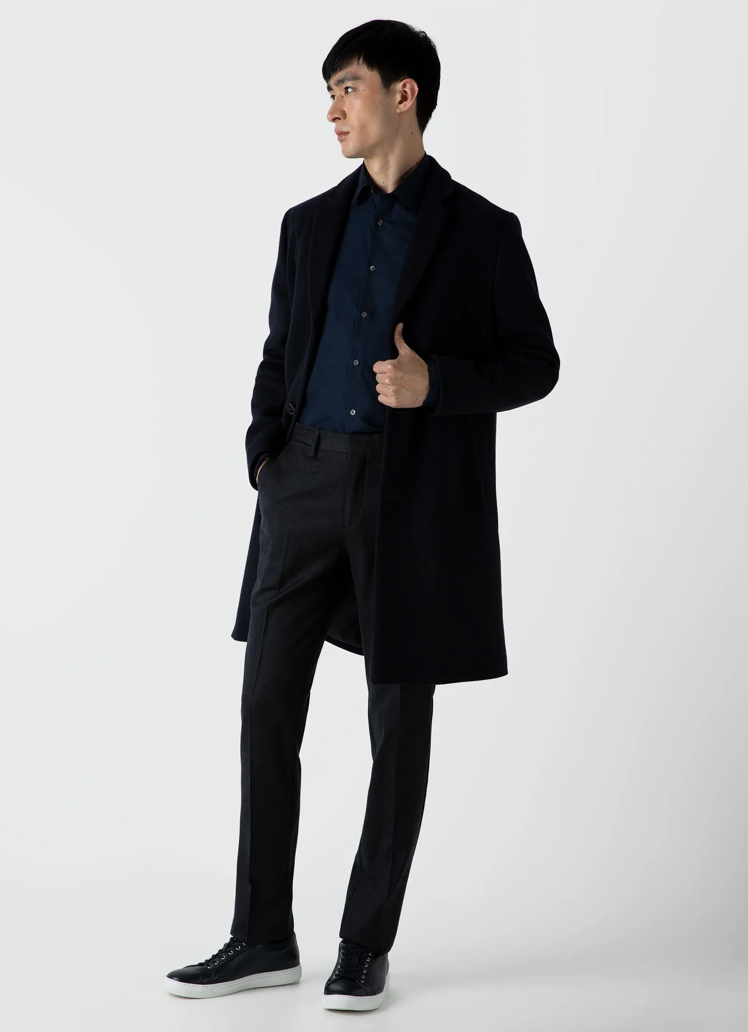 Men's Sea Island Cotton Shirt in Navy sold by Sunspel product image thumbnail 3