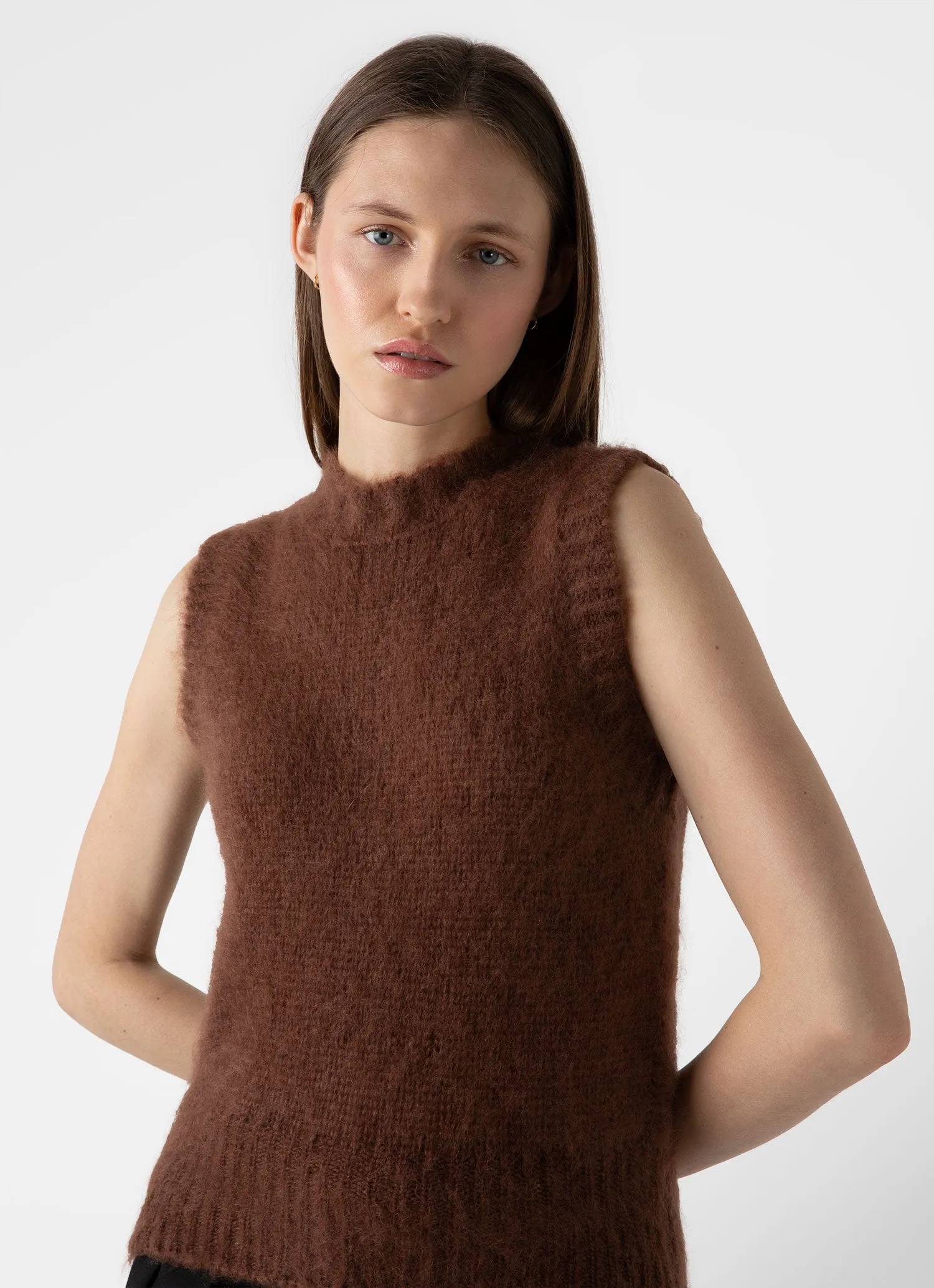Women's Mohair Vest in Mid Camel sold by Sunspel product image thumbnail 3