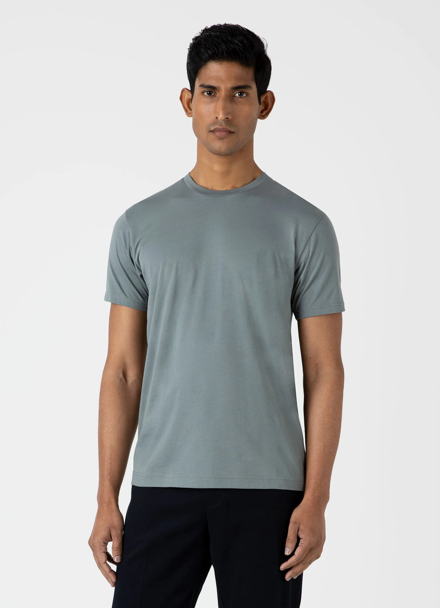 Men's Riviera Midweight T-shirt in Smoke Green sold by Sunspel product image thumbnail 2