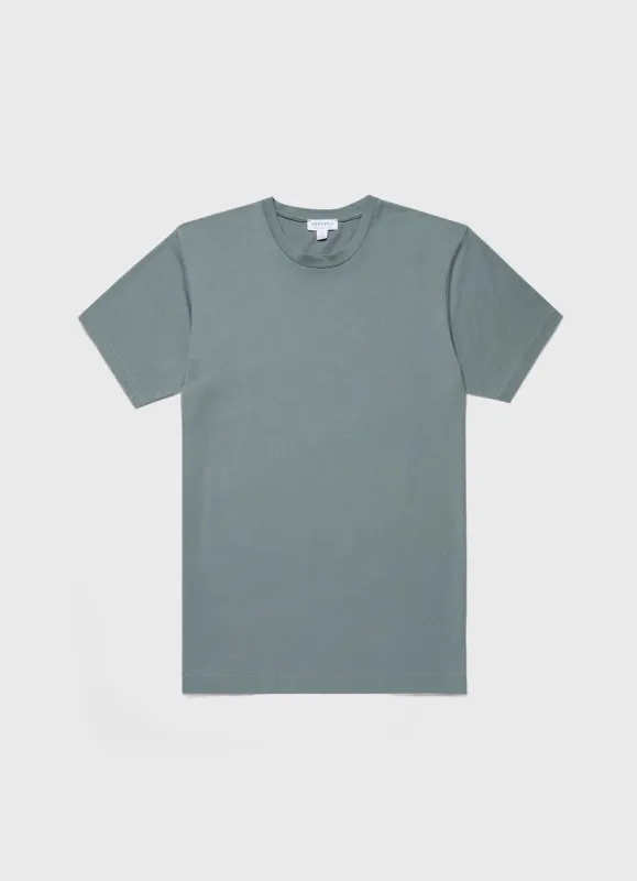 Men's Riviera Midweight T-shirt in Smoke Green sold by Sunspel