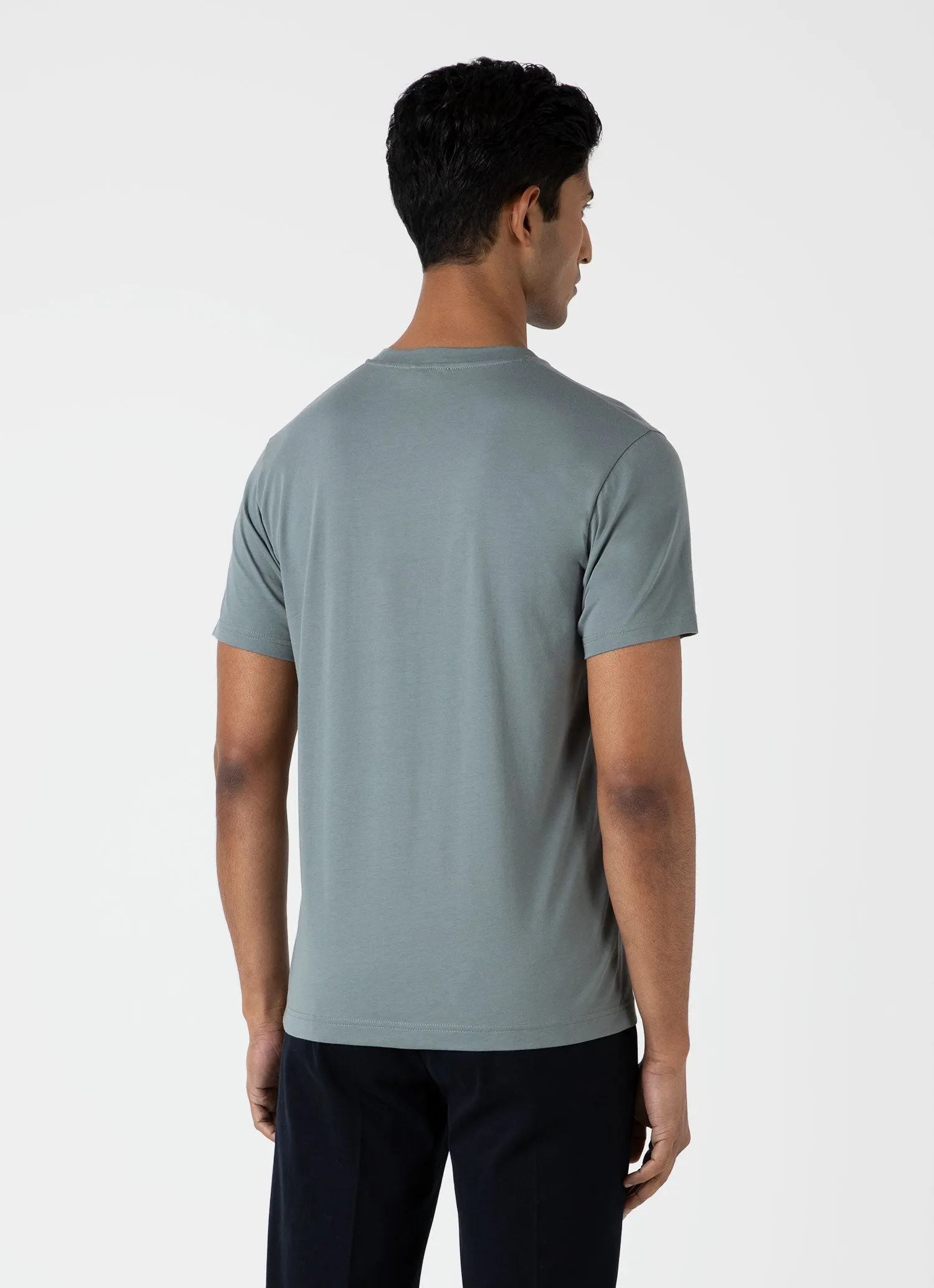 Men's Riviera Midweight T-shirt in Smoke Green sold by Sunspel product image thumbnail 5
