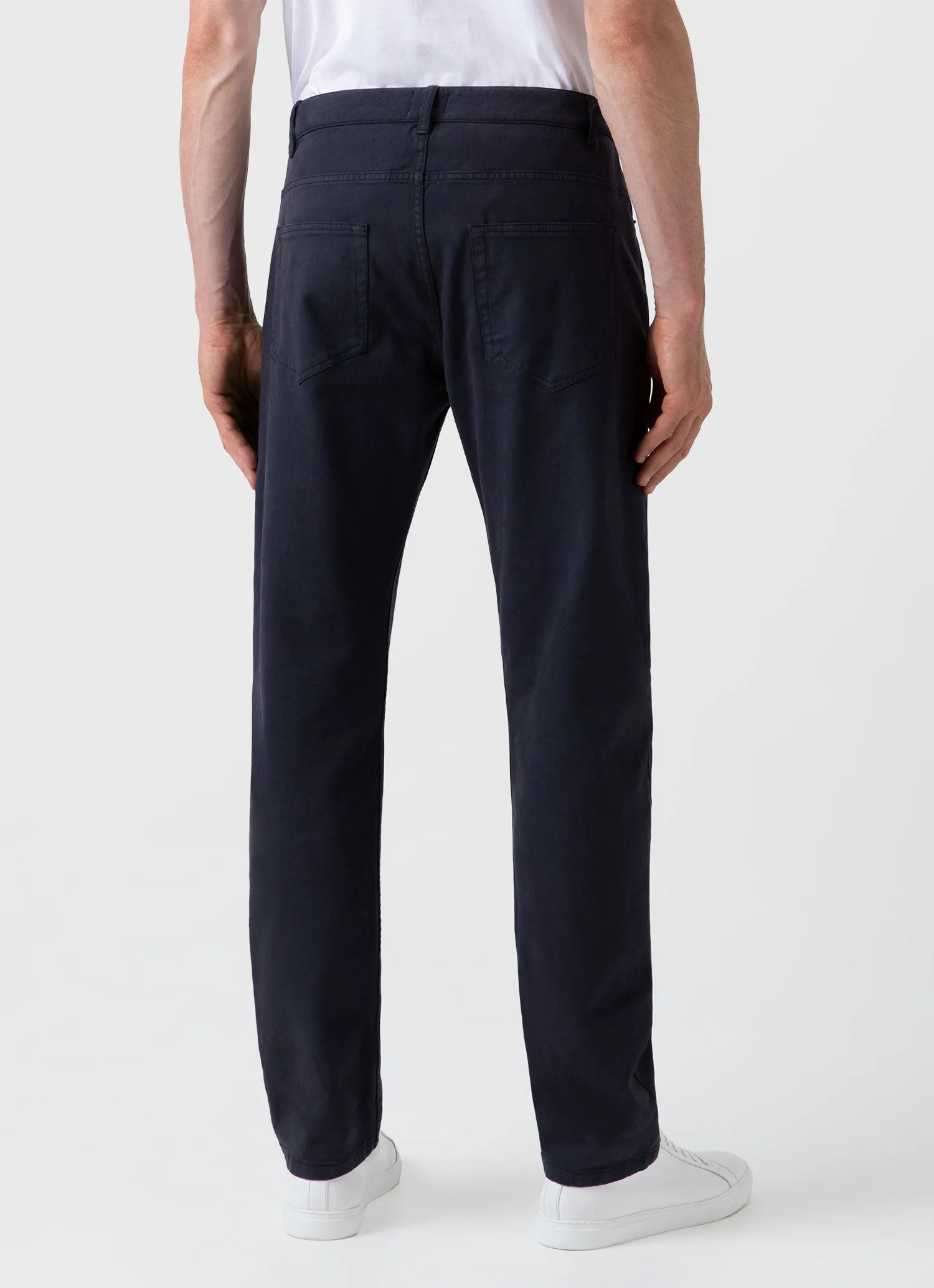 Men's Cotton Drill 5 Pocket Trouser in Navy sold by Sunspel product image thumbnail 5