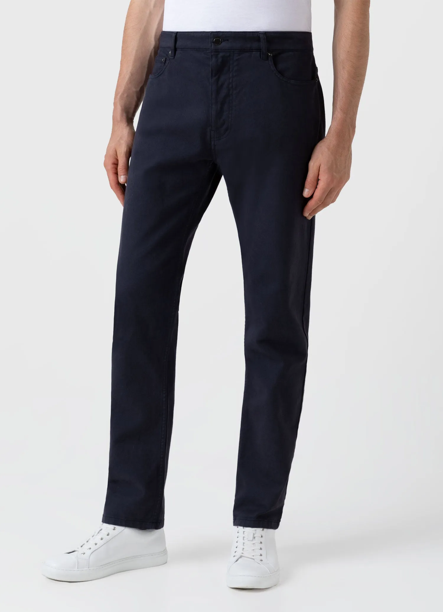 Men's Cotton Drill 5 Pocket Trouser in Navy sold by Sunspel product image thumbnail 3