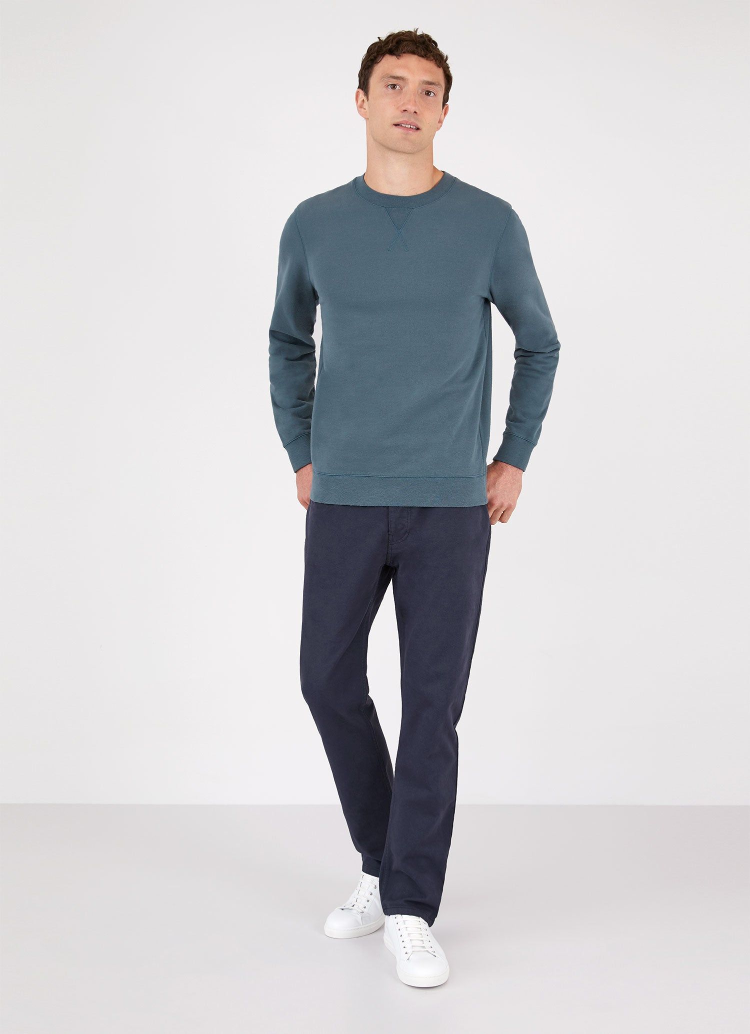 Men's Loopback Sweatshirt in Dark Petrol sold by Sunspel product image thumbnail 3