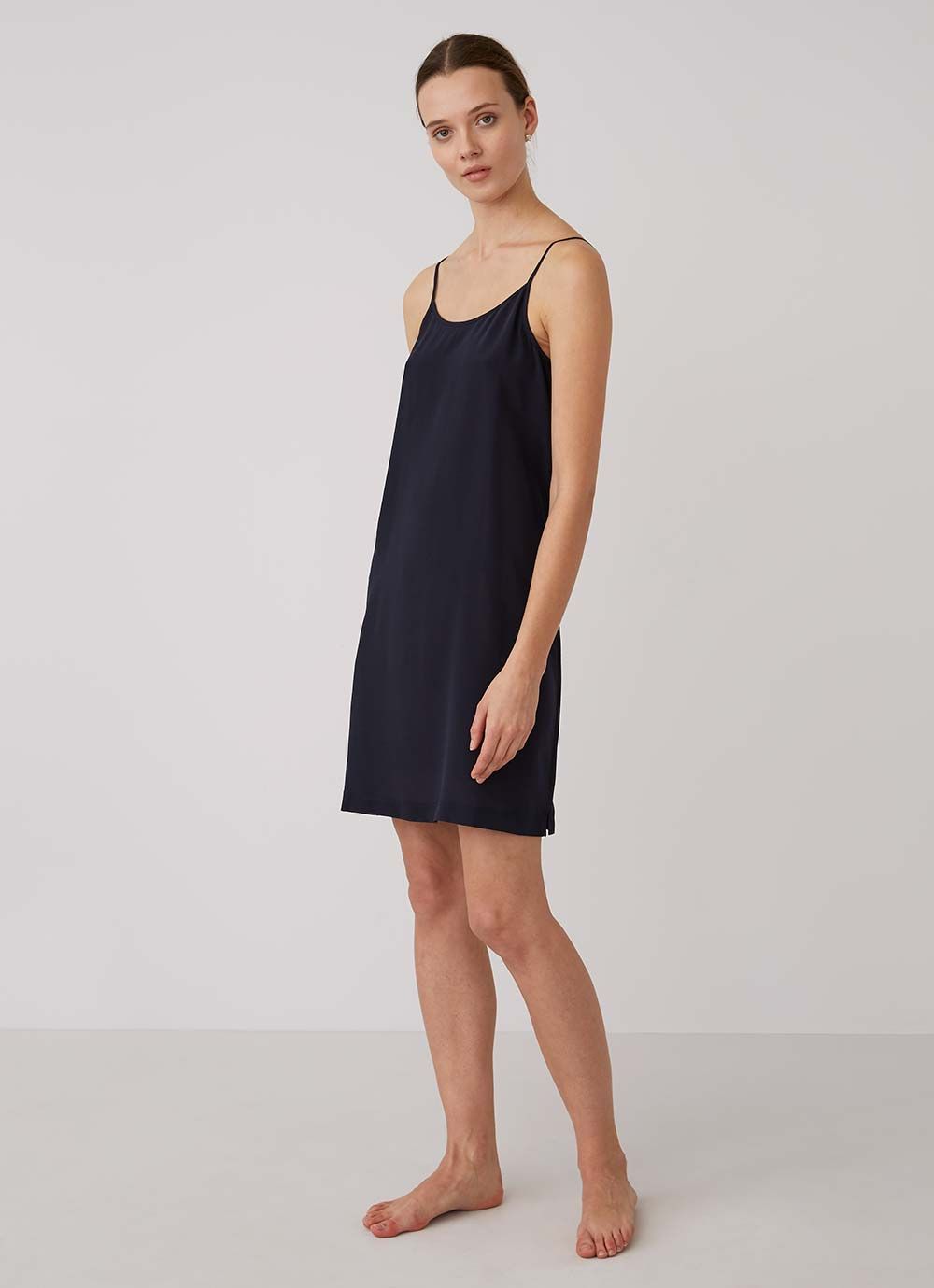 Women's Silk Slip in Navy sold by Sunspel