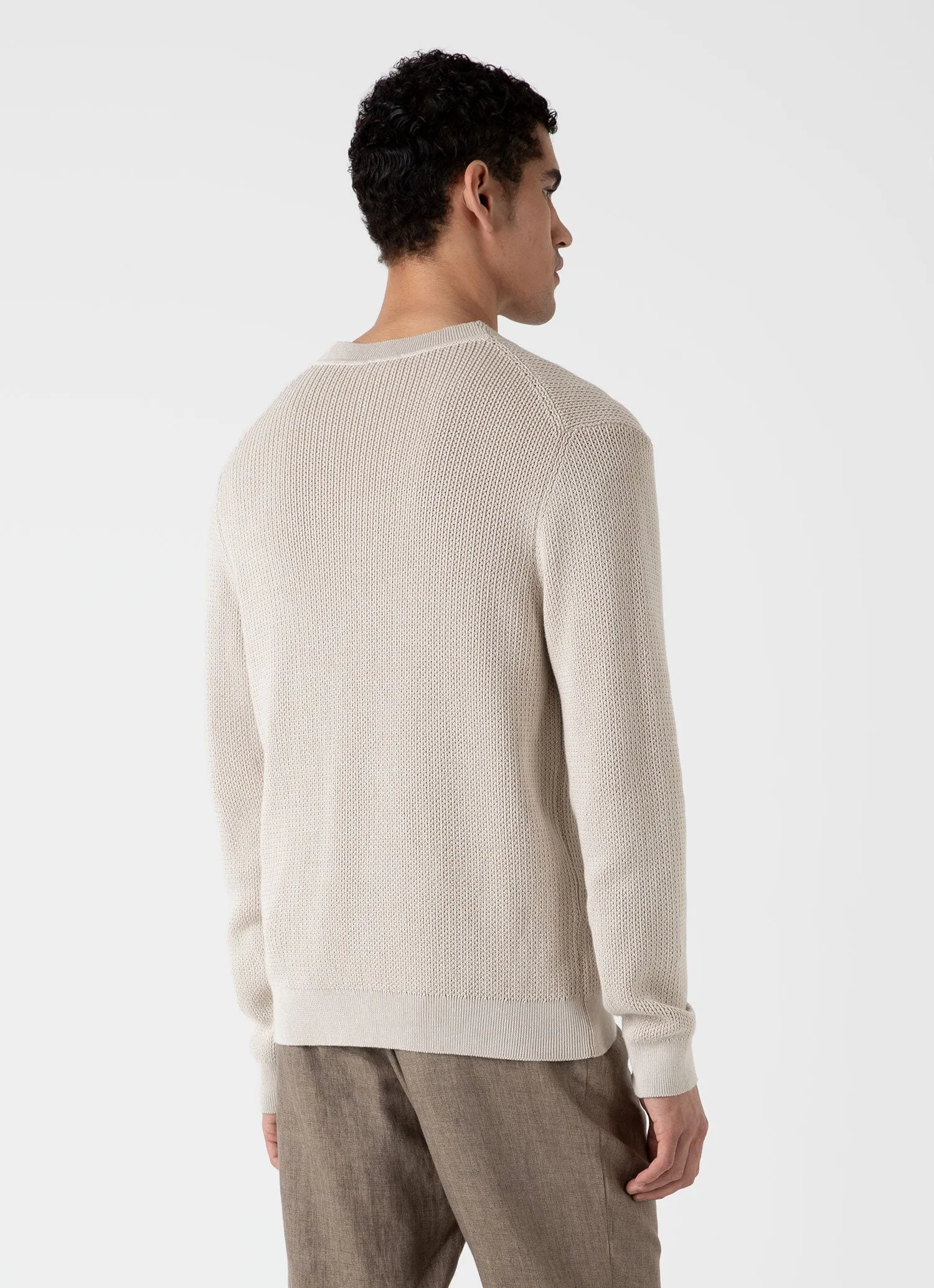 Men's Textured Knit Cardigan in Ecru sold by Sunspel product image thumbnail 5