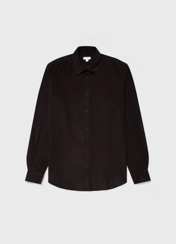 Men's Fine Cord Shirt in Coffee sold by Sunspel