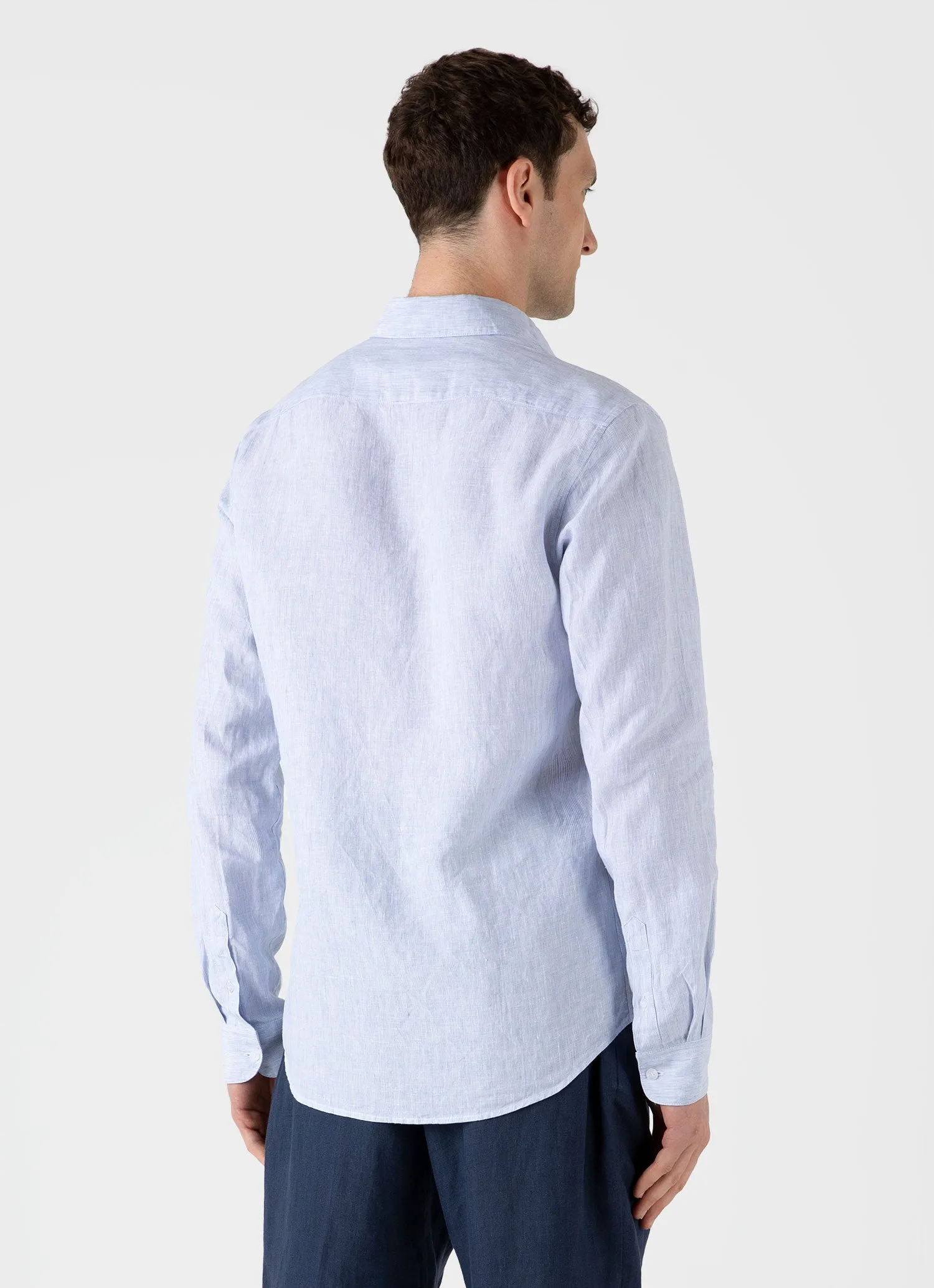 Men's Linen Shirt in Blue/White sold by Sunspel product image thumbnail 5