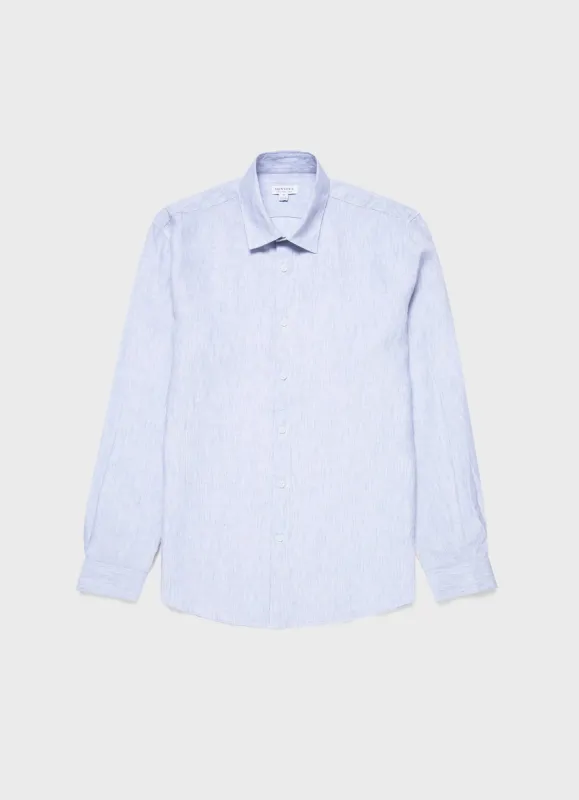 Men's Linen Shirt in Blue/White sold by Sunspel
