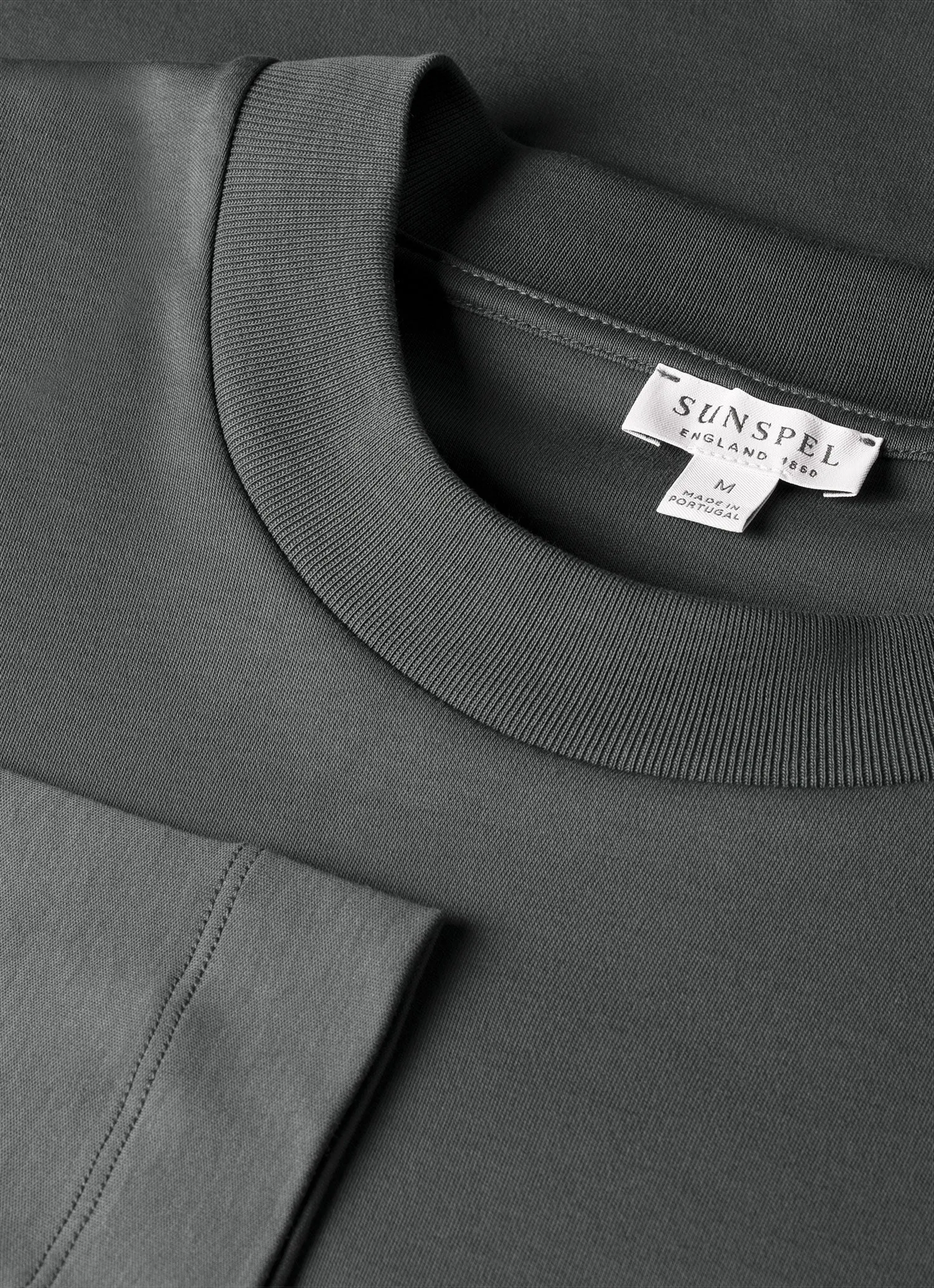 Men's Long Sleeve Heavyweight T-shirt in Drill Green sold by Sunspel product image thumbnail 4