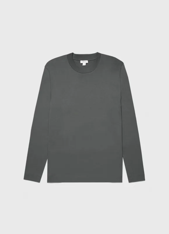 Men's Long Sleeve Heavyweight T-shirt in Drill Green sold by Sunspel