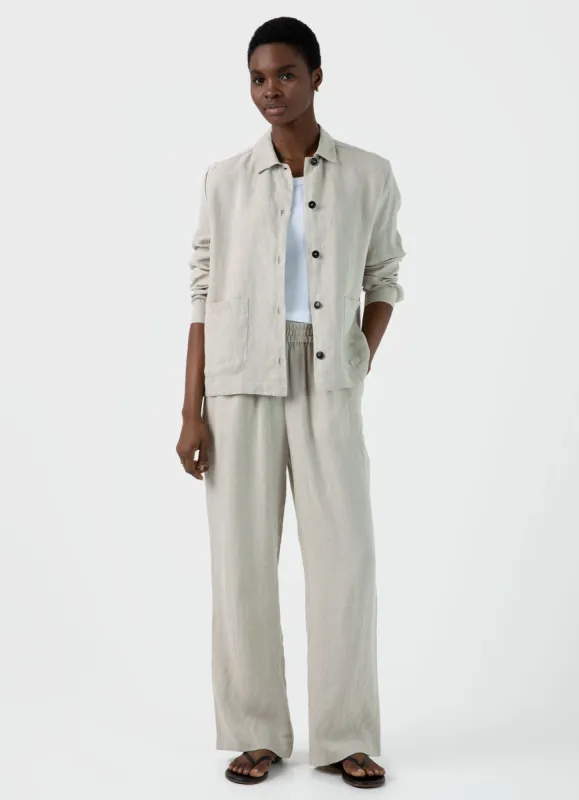 Women's Drawstring Wide Leg Trouser in Light Sand sold by Sunspel