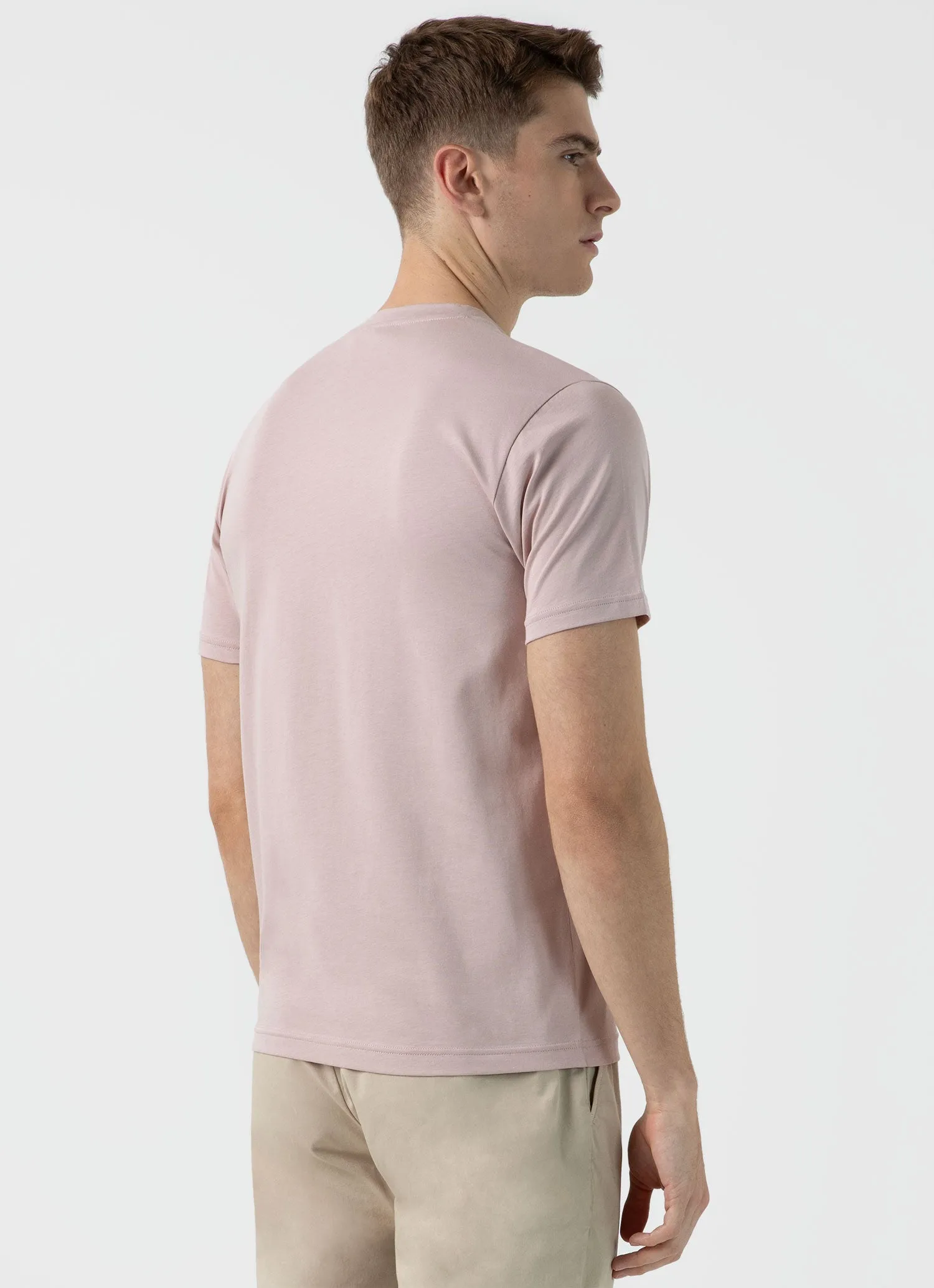Men's Riviera Midweight T‑shirt in Pale Pink sold by Sunspel product image thumbnail 5
