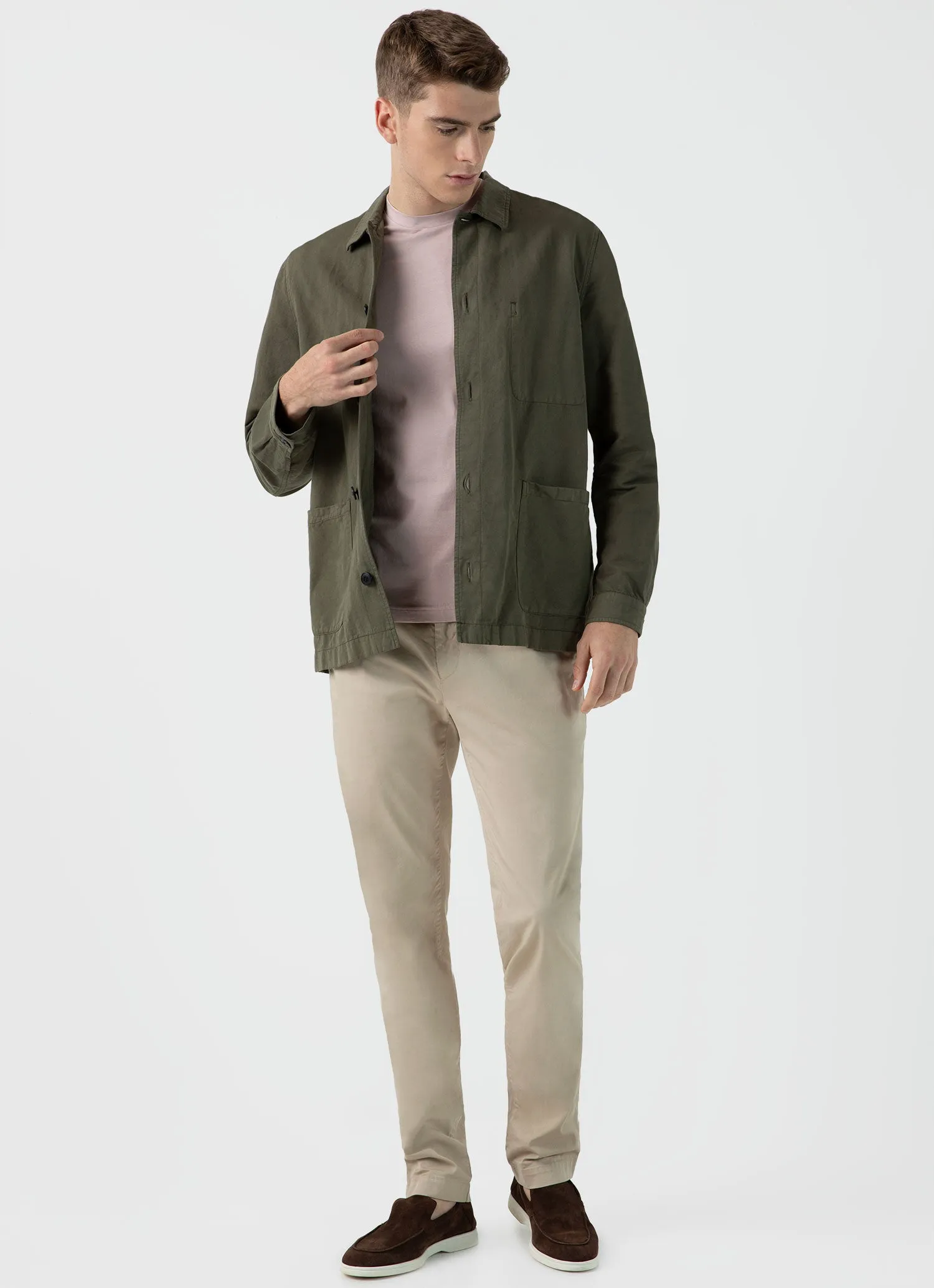 Men's Riviera Midweight T‑shirt in Pale Pink sold by Sunspel product image thumbnail 3