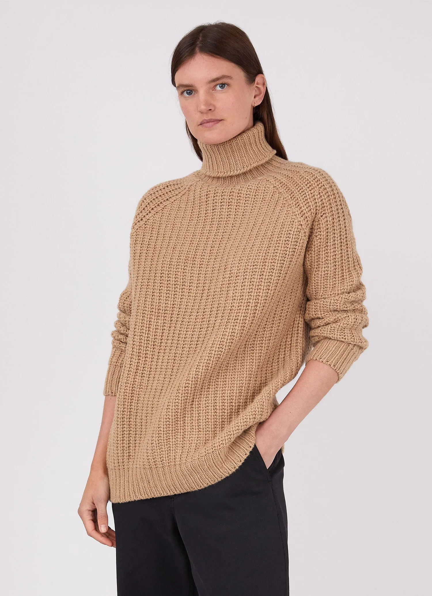 Women's Chunky Roll Neck Jumper in Light Camel sold by Sunspel product image thumbnail 2
