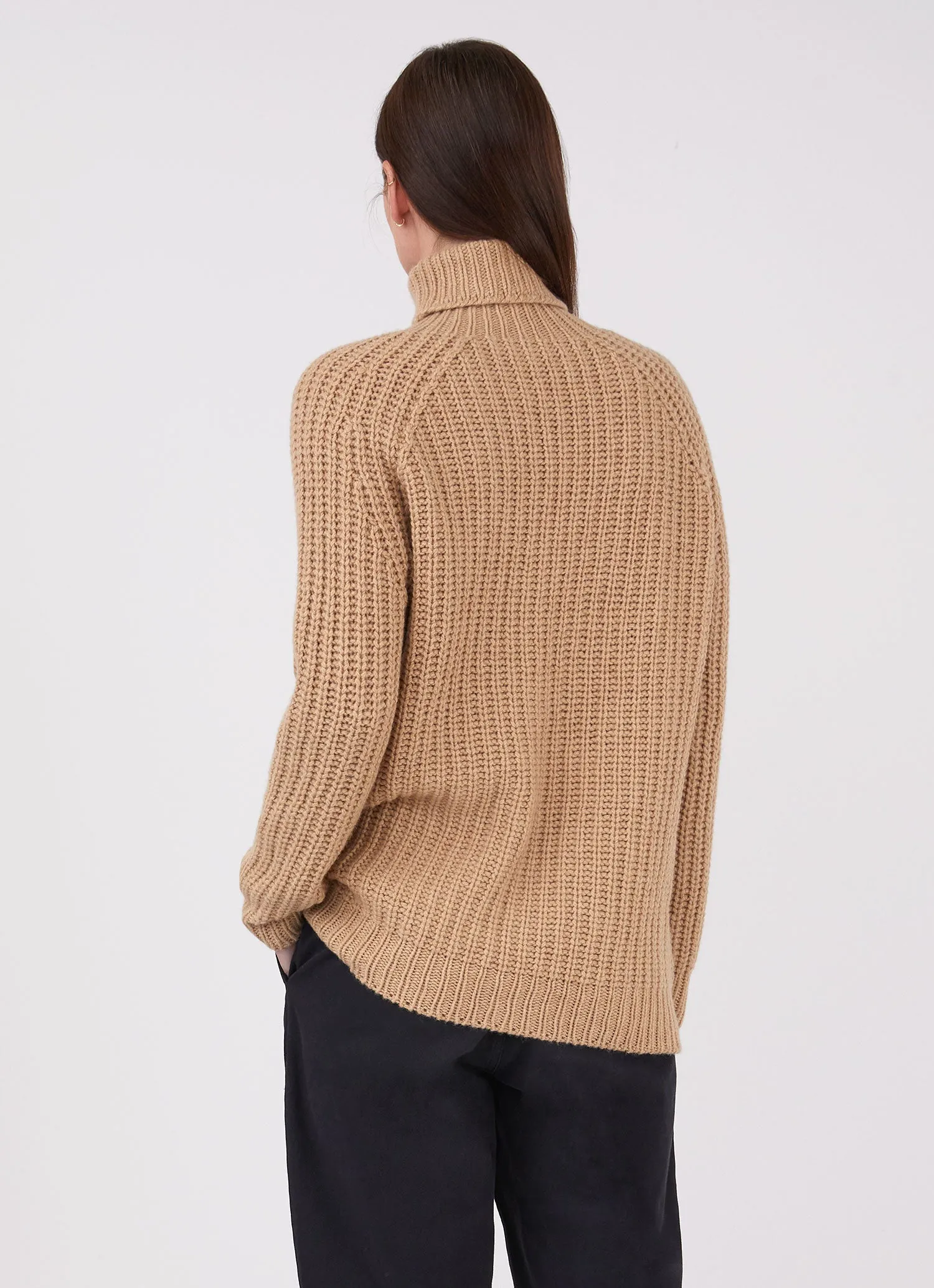 Women's Chunky Roll Neck Jumper in Light Camel sold by Sunspel product image thumbnail 4