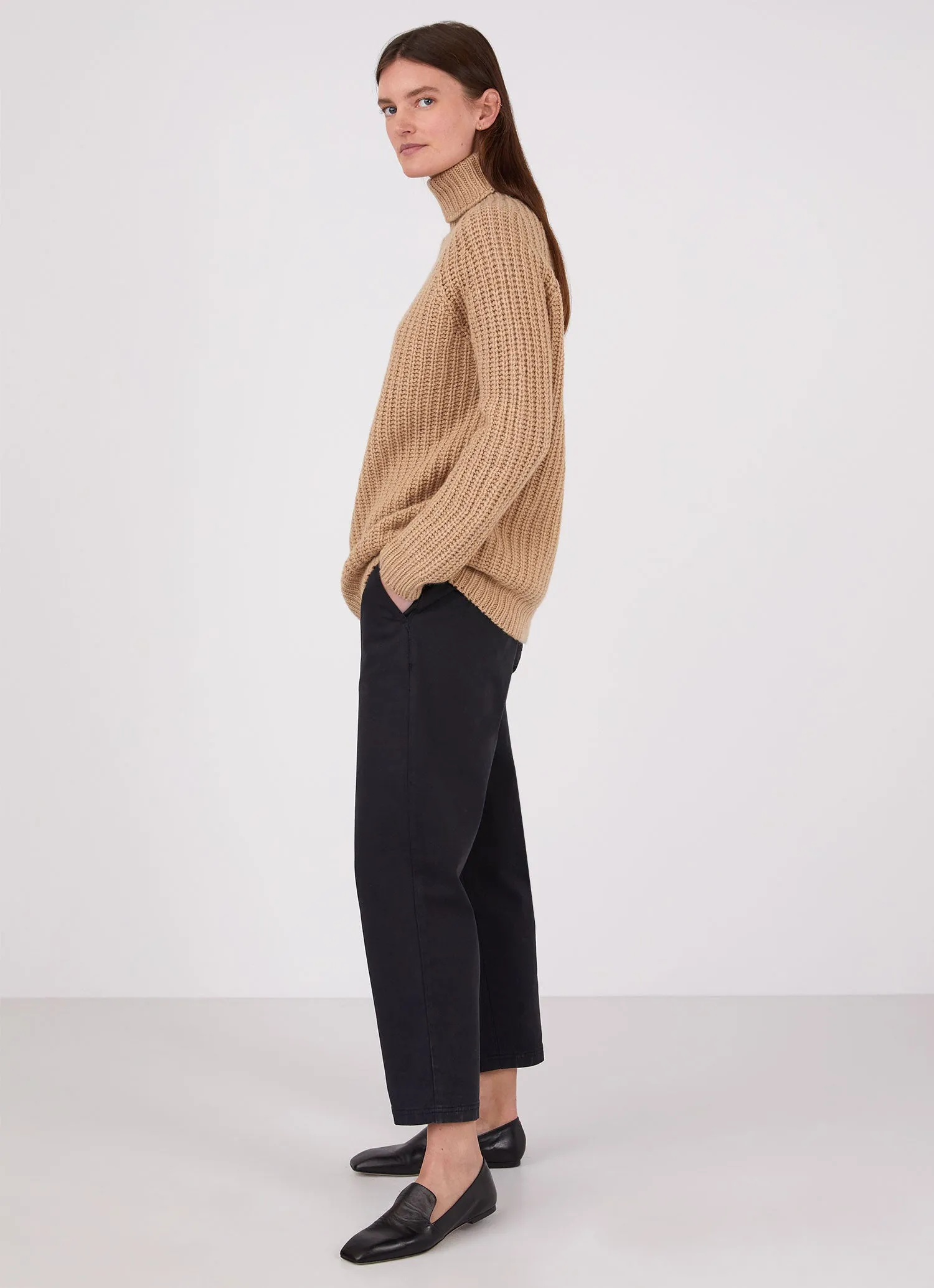 Women's Chunky Roll Neck Jumper in Light Camel sold by Sunspel product image thumbnail 3