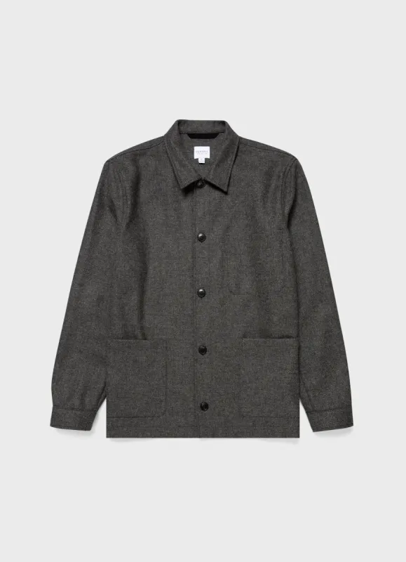 Men's Wool Twin Pocket Jacket in Mid Grey Melange sold by Sunspel