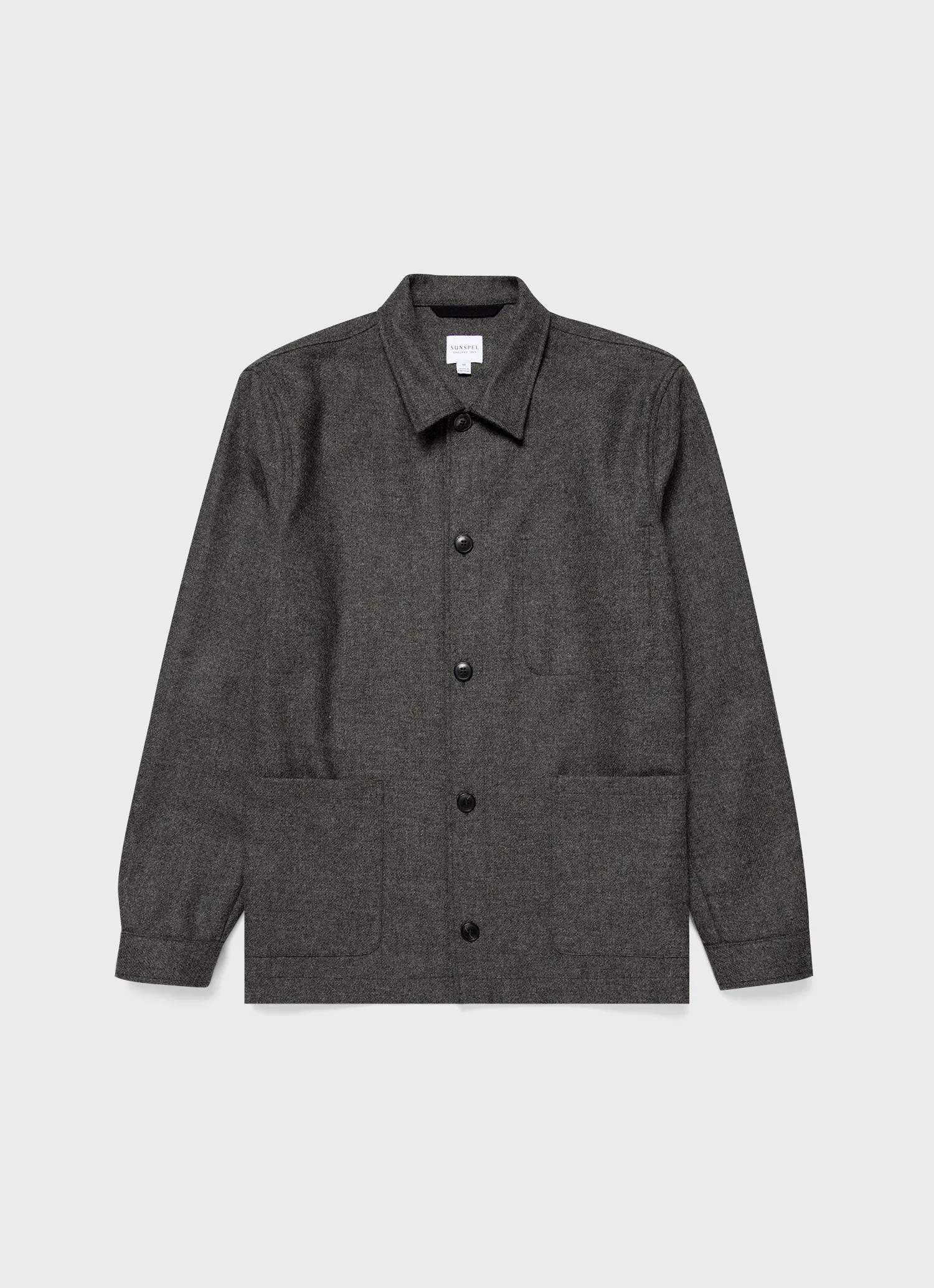 Men's Wool Twin Pocket Jacket in Mid Grey Melange sold by Sunspel
