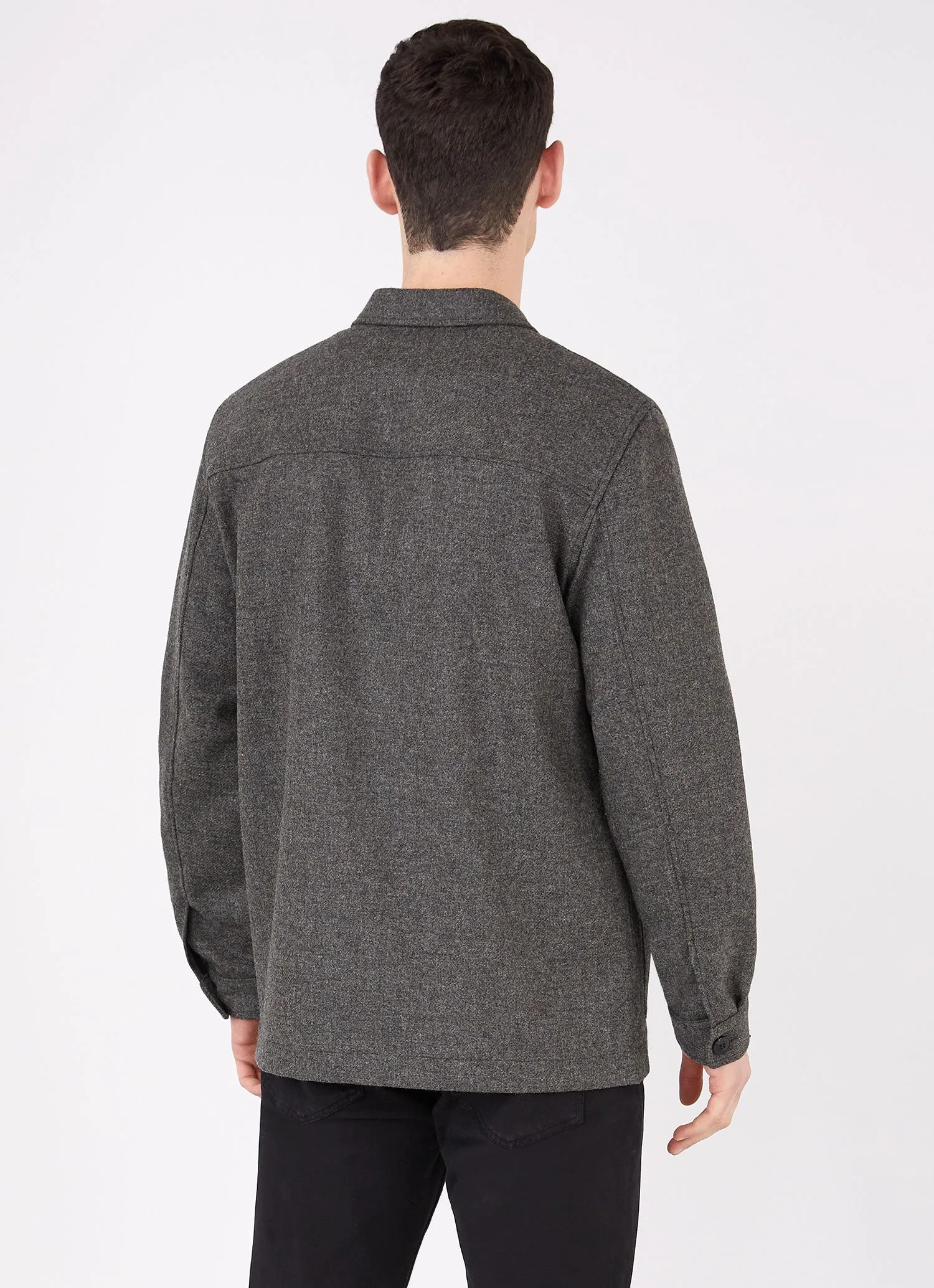 Men's Wool Twin Pocket Jacket in Mid Grey Melange sold by Sunspel product image thumbnail 4